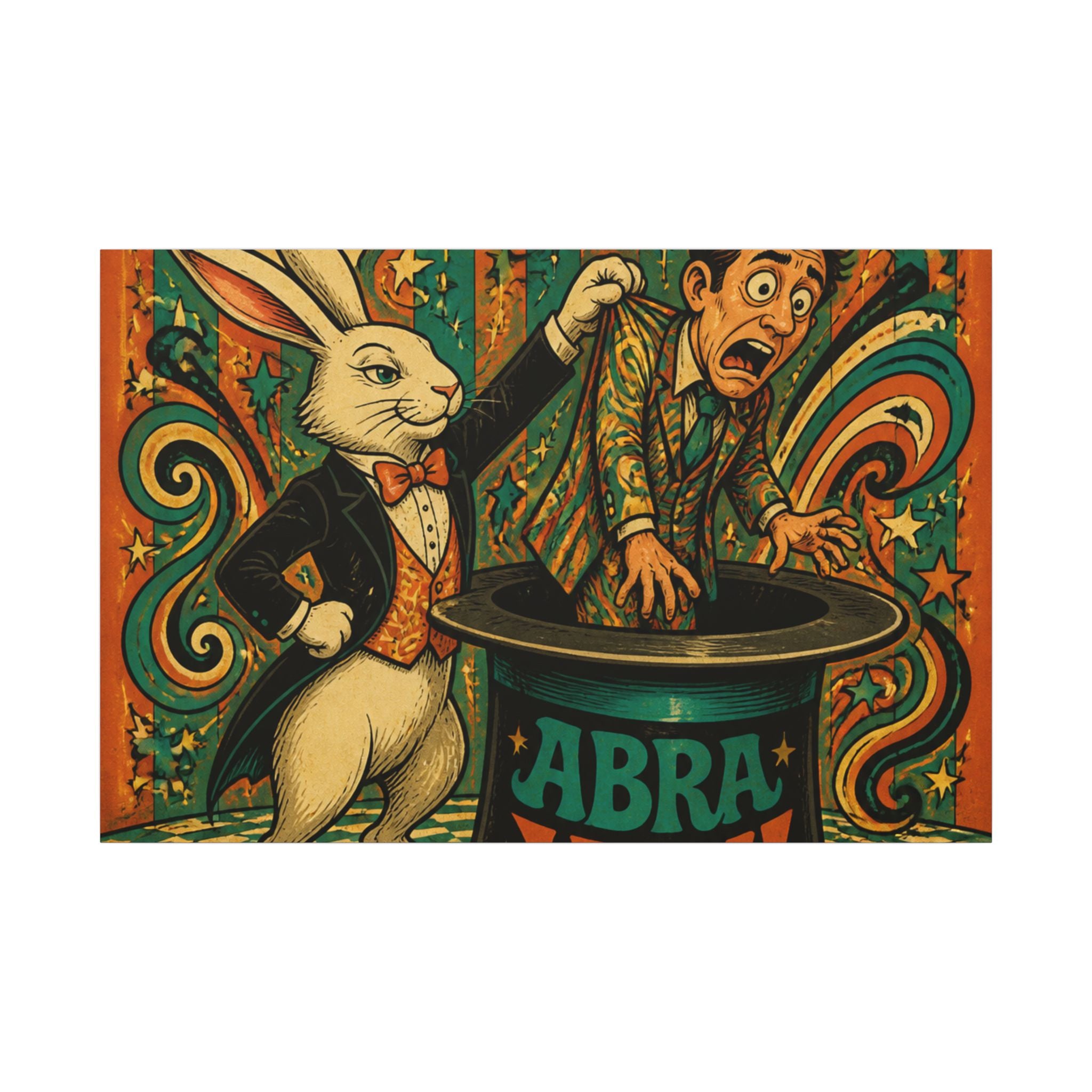 Magic Hat Rabbit Wall Art Canvas 16×20 Psychedelic Cafe Decor Maximalist Print