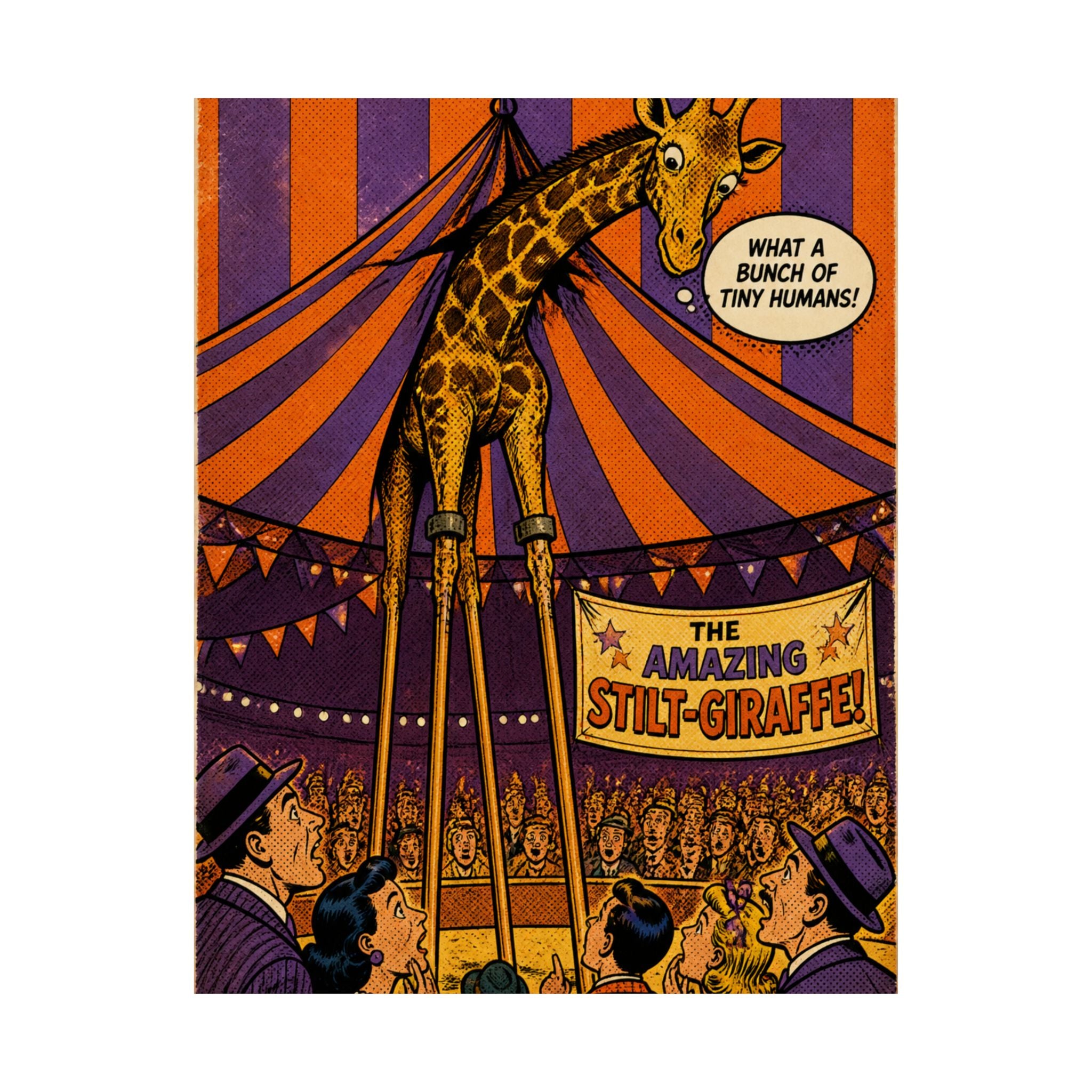 Giraffe on Stilts Wall Art Poster 18×24 Pop Art Living Room Decor Maximalist Print