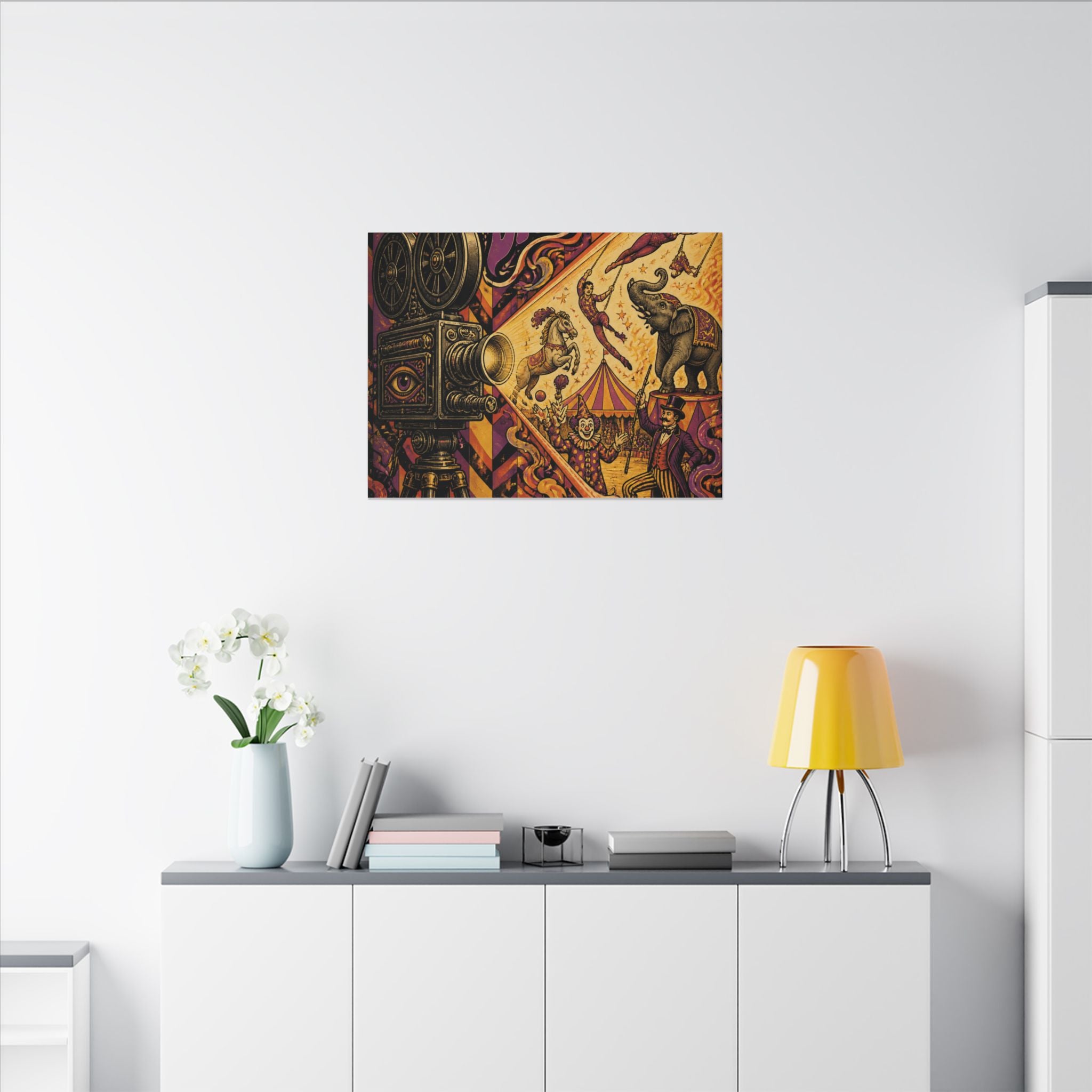 Film Camera Projector Show Wall Art Canvas 24×36 Psychedelic Dining Room Decor Maximalist Print