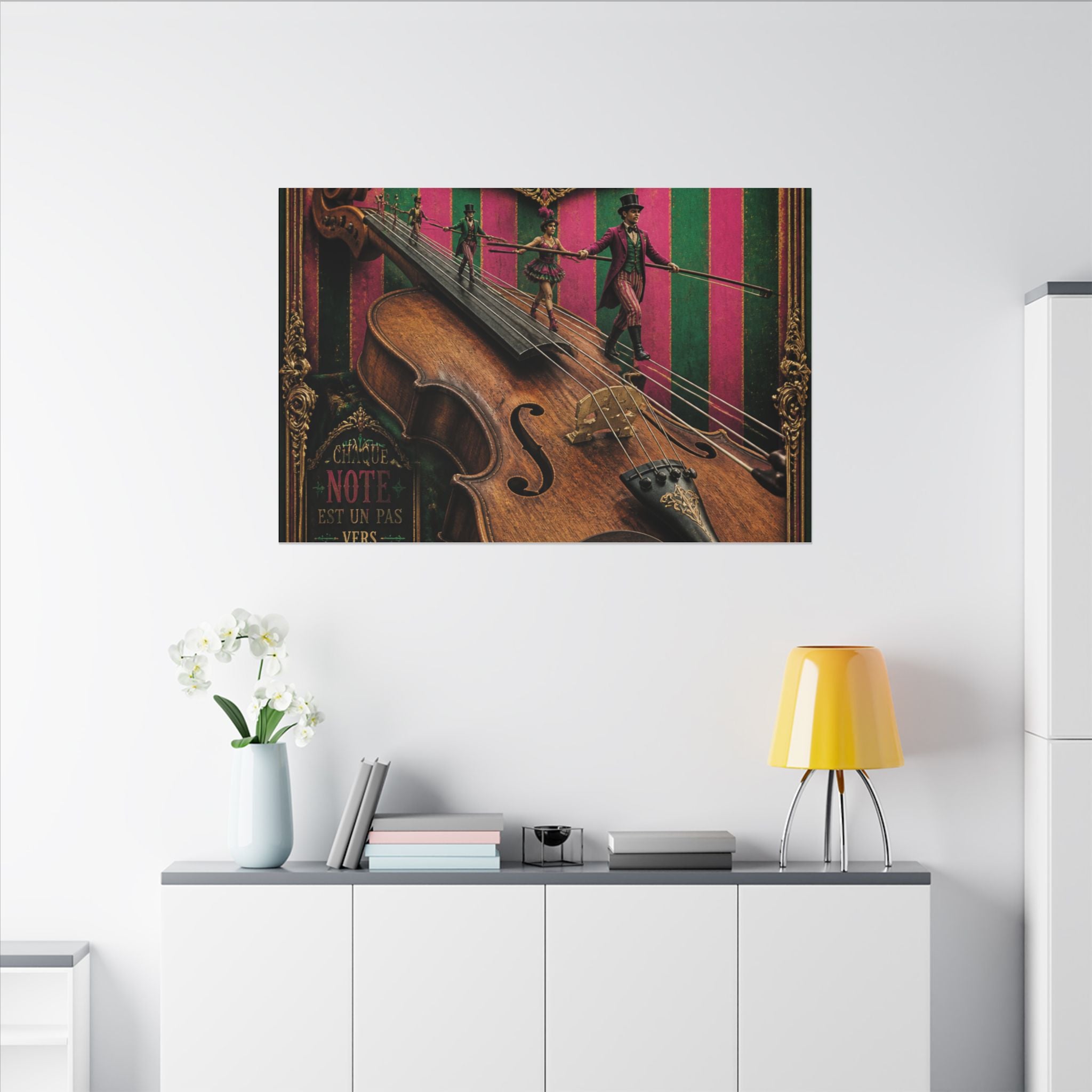 Violin Tightrope Bridge Wall Art Canvas 16×20 Baroque Home Office Decor Maximalist Print