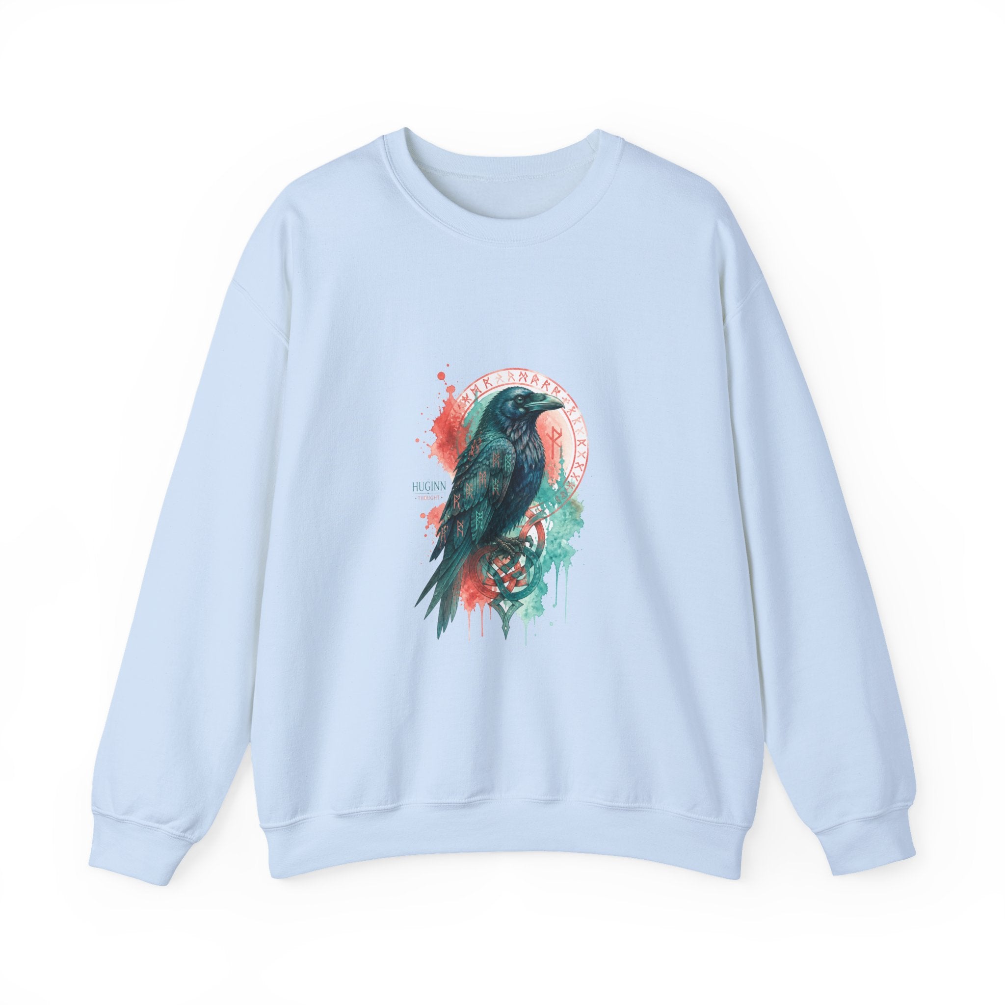 Matching Couple Sweatshirt - Huginn & Muninn Matching Couple Crewneck Sweatshirt Watercolor Art His Hers Engagement Gift - Design A