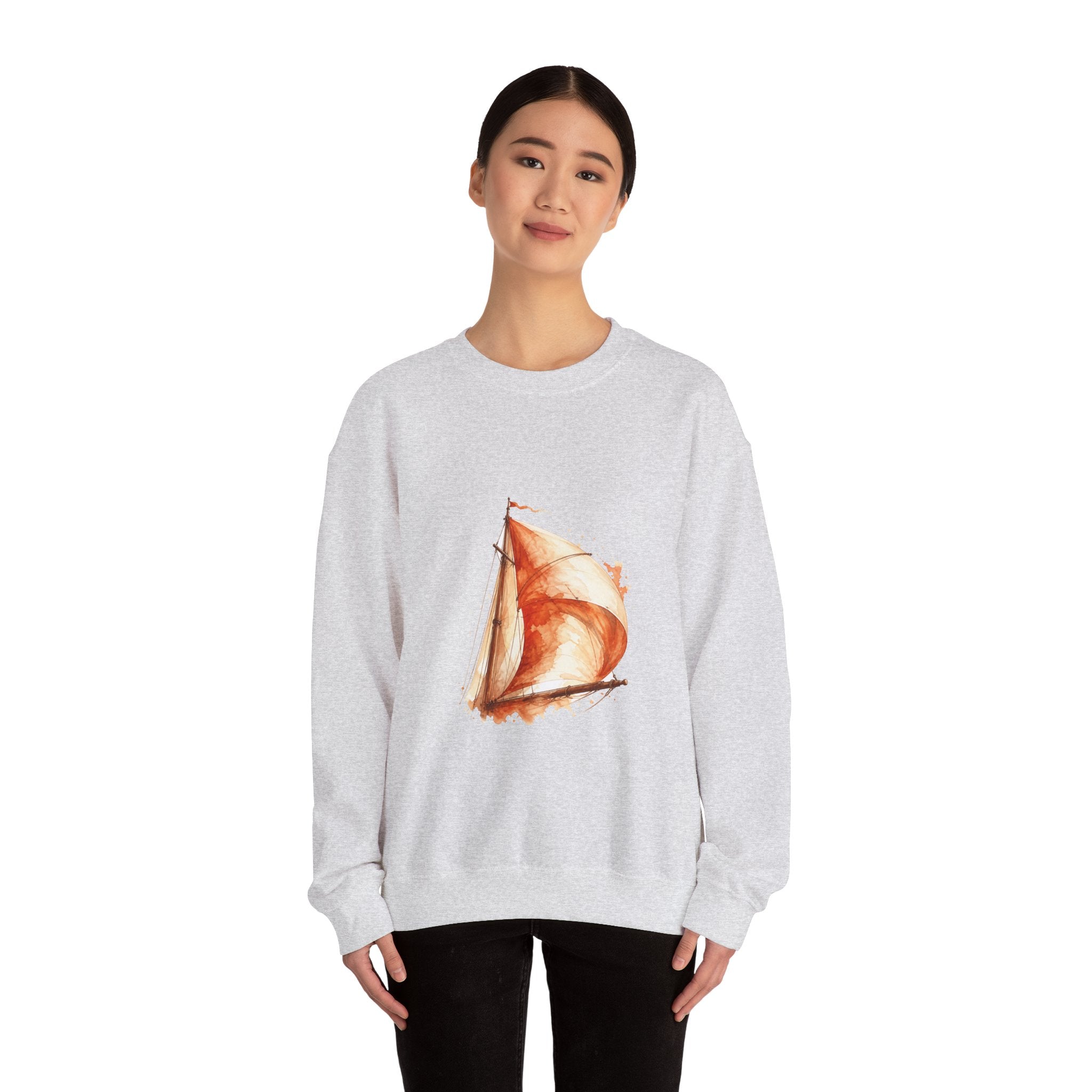 Matching Couple Sweatshirt - Anchor & Sail Matching Couple Crewneck Sweatshirt Watercolor Art His Hers Engagement Gift - Design B