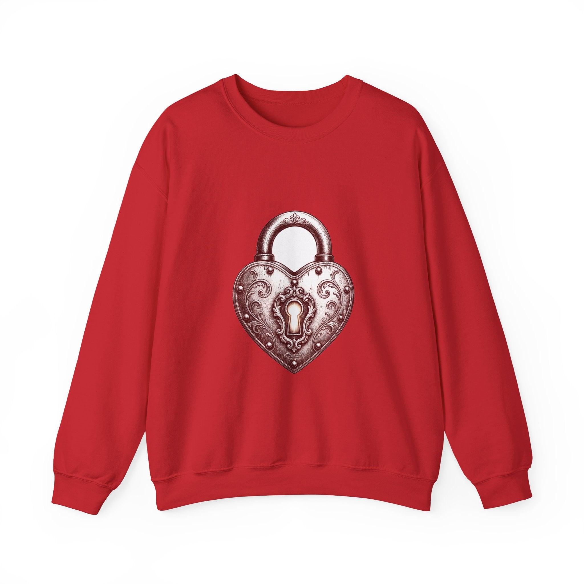 Matching Couple Sweatshirt - Key & Lock Matching Couple Premium Fleece Sweatshirt Hand-Drawn Art His Hers Anniversary Gift - Design B