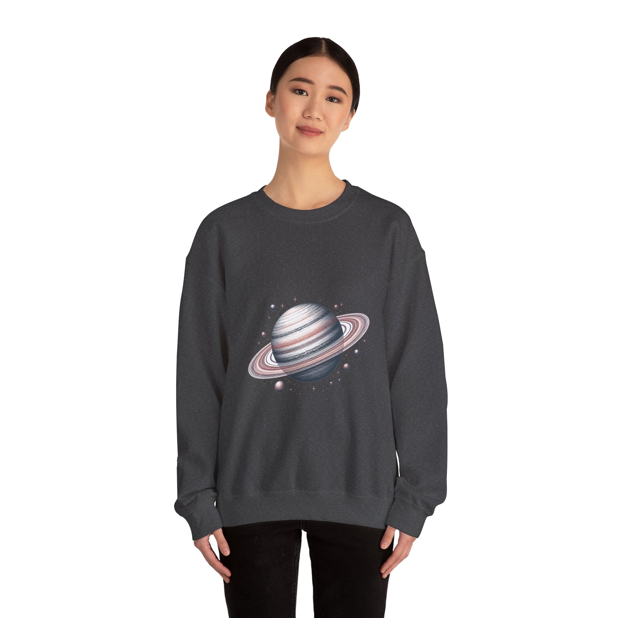 Matching Couple Sweatshirt - Saturn & Jupiter Matching Couple Crewneck Sweatshirt Hand-Drawn Art His Hers Best Friend Gift - Design A