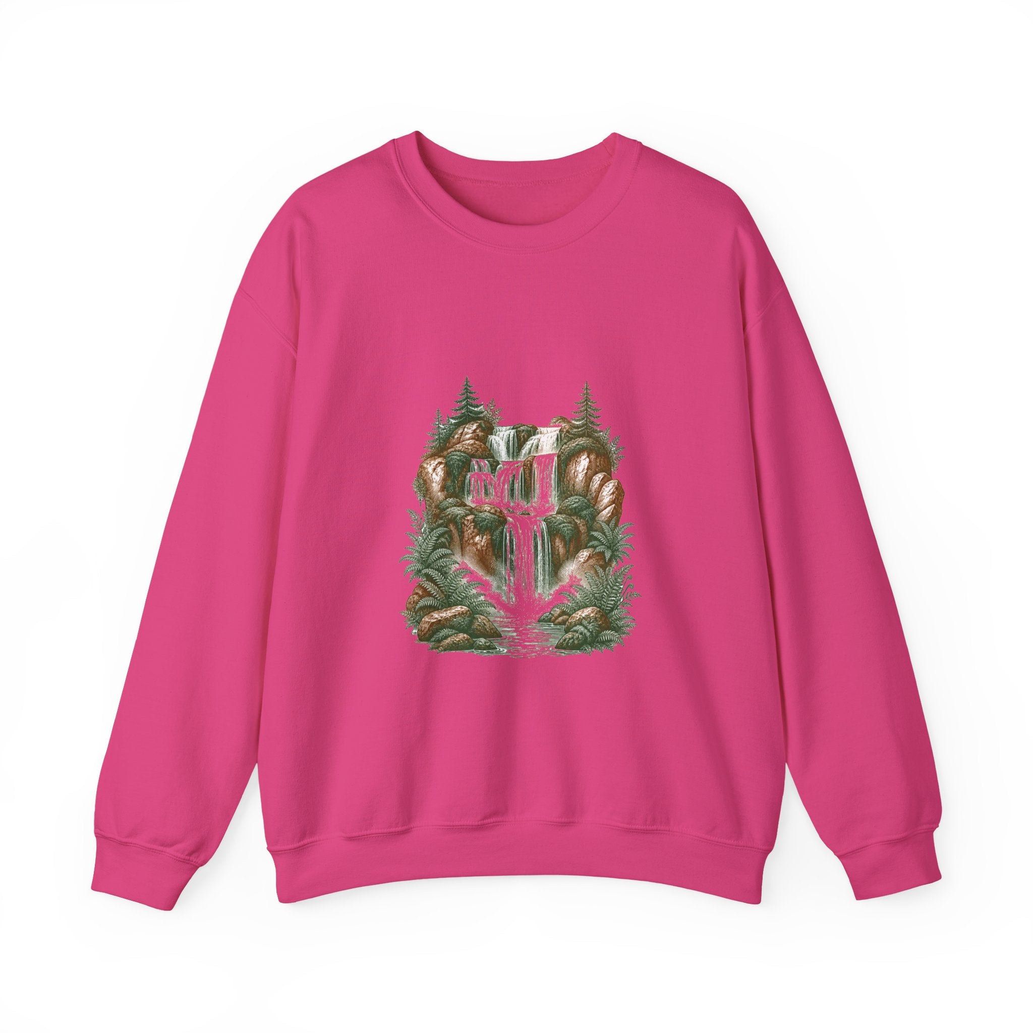 Matching Couple Sweatshirt - Wildfire & Waterfall Matching Couple Comfort Colors Crew Vintage Art His Hers Honeymoon Gift - Design B