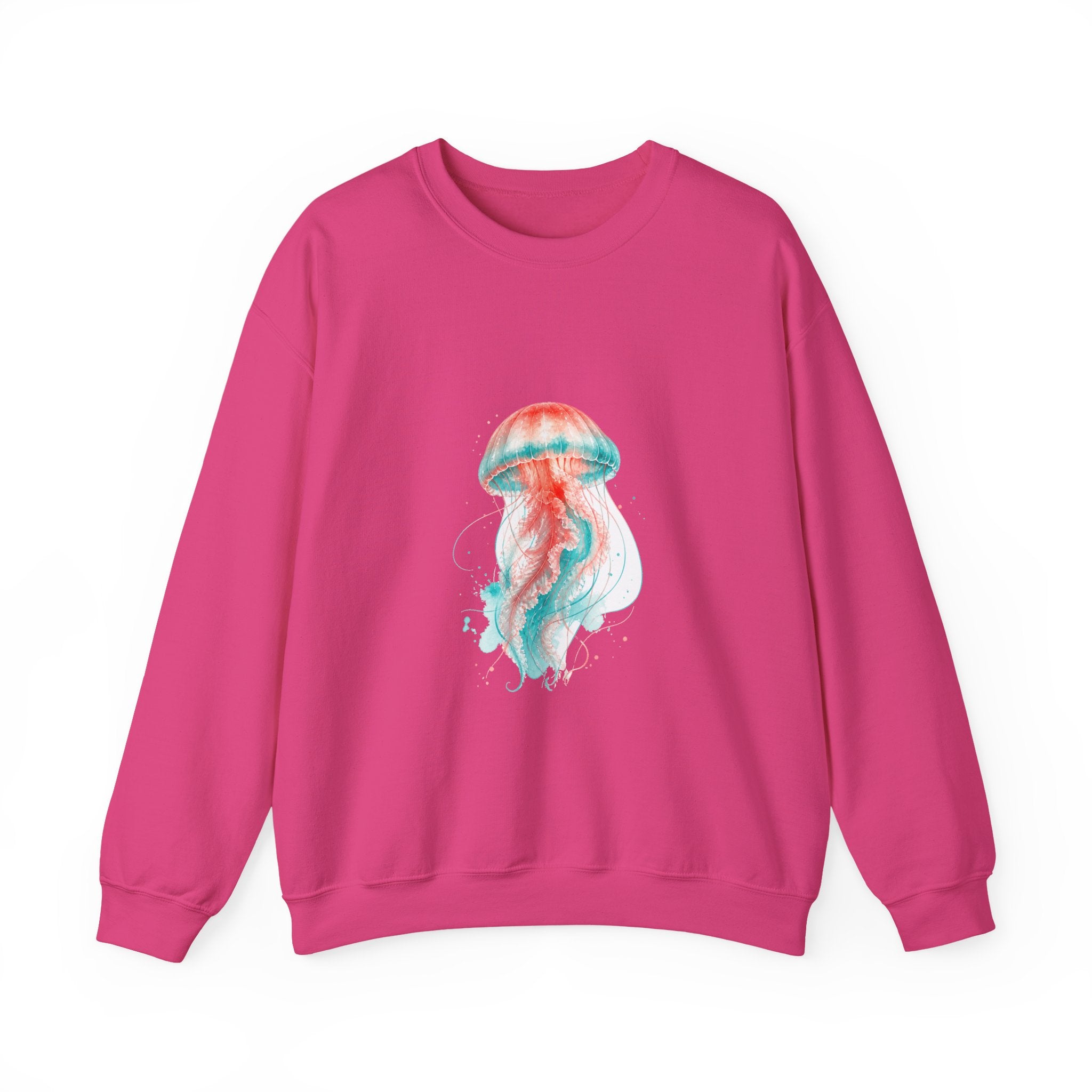 Matching Couple Sweatshirt - Octopus & Jellyfish Matching Couple Premium Fleece Sweatshirt Watercolor Art His Hers Birthday Gift - Design B