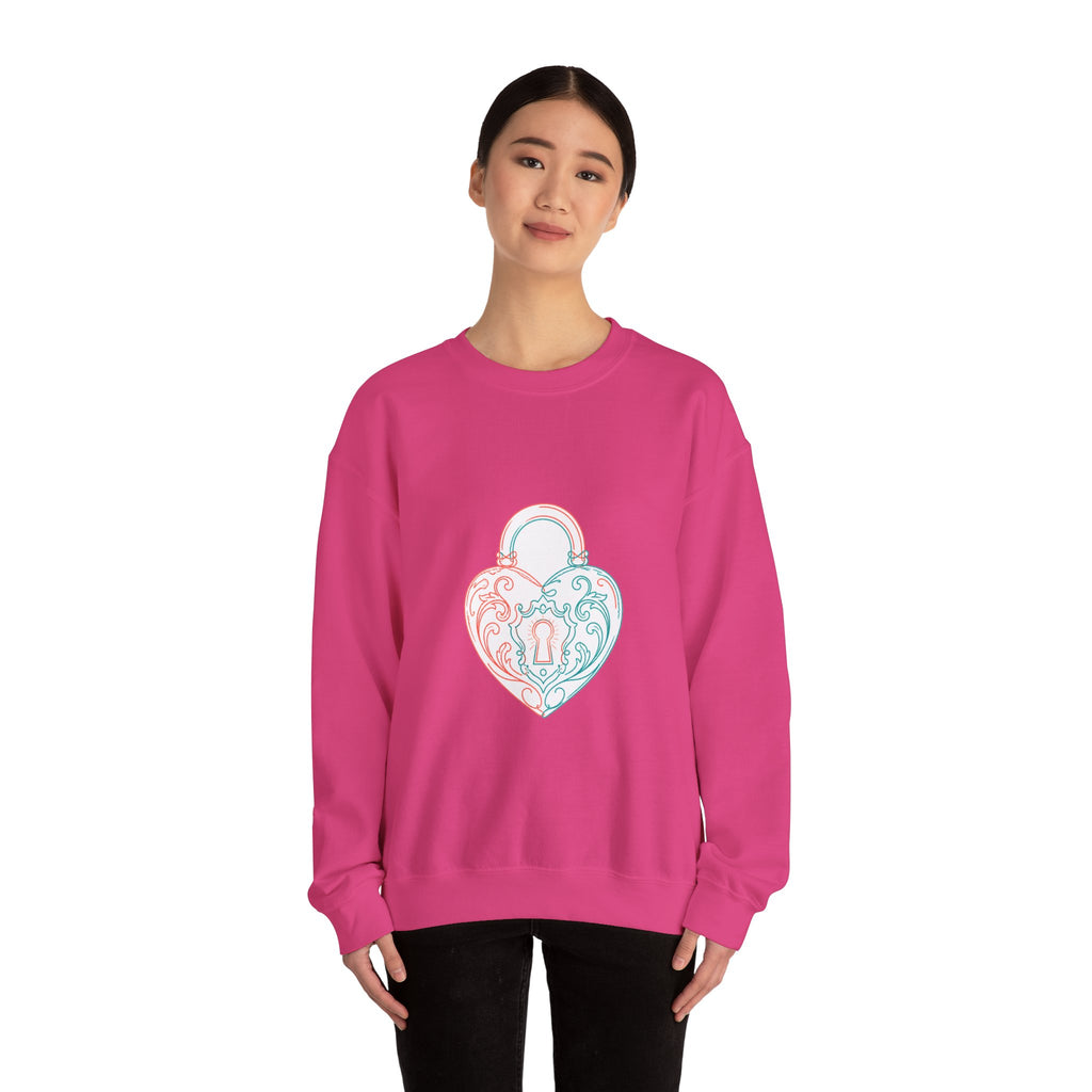 Matching Couple Sweatshirt - Key & Lock Matching Couple Crewneck Sweatshirt Minimalist Art His Hers Valentine Gift - Design B