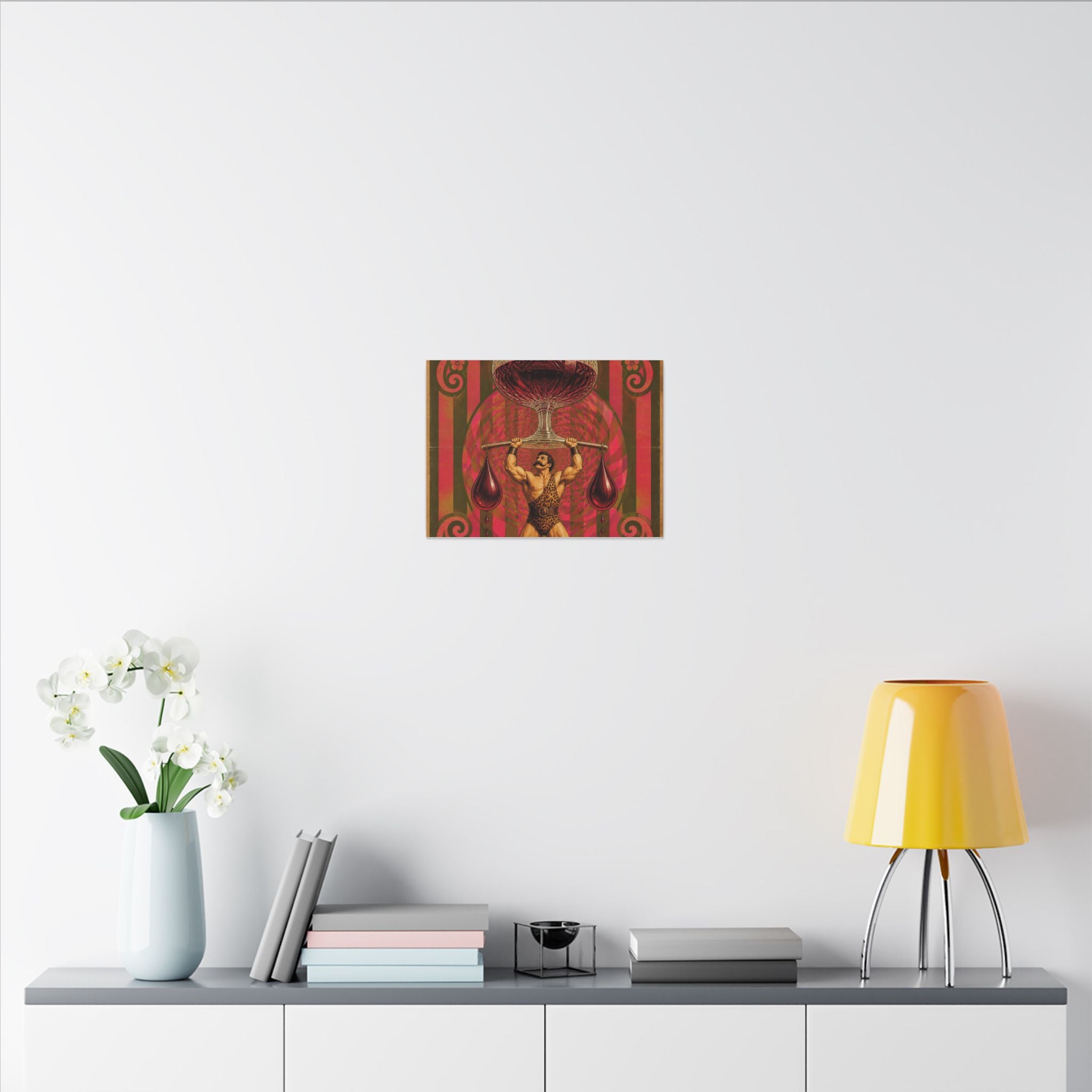 Wine Glass Strongman Wall Art Canvas 24×36 Psychedelic Dining Room Decor Maximalist Print