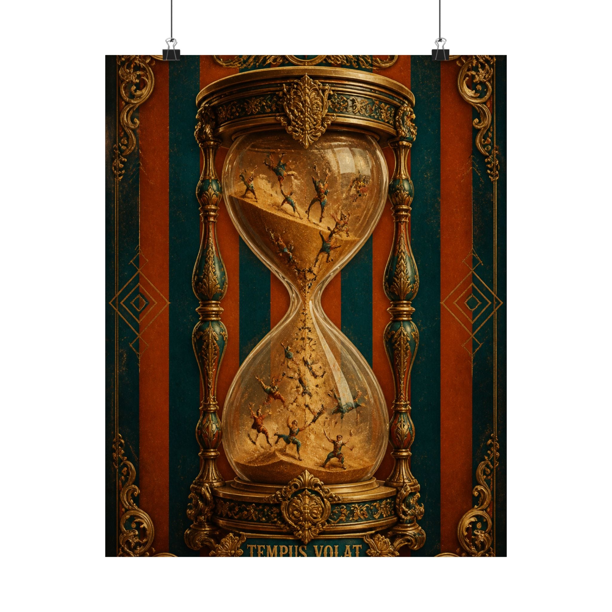 Hourglass Acrobats Wall Art Poster 18×24 Baroque Home Office Decor Maximalist Print