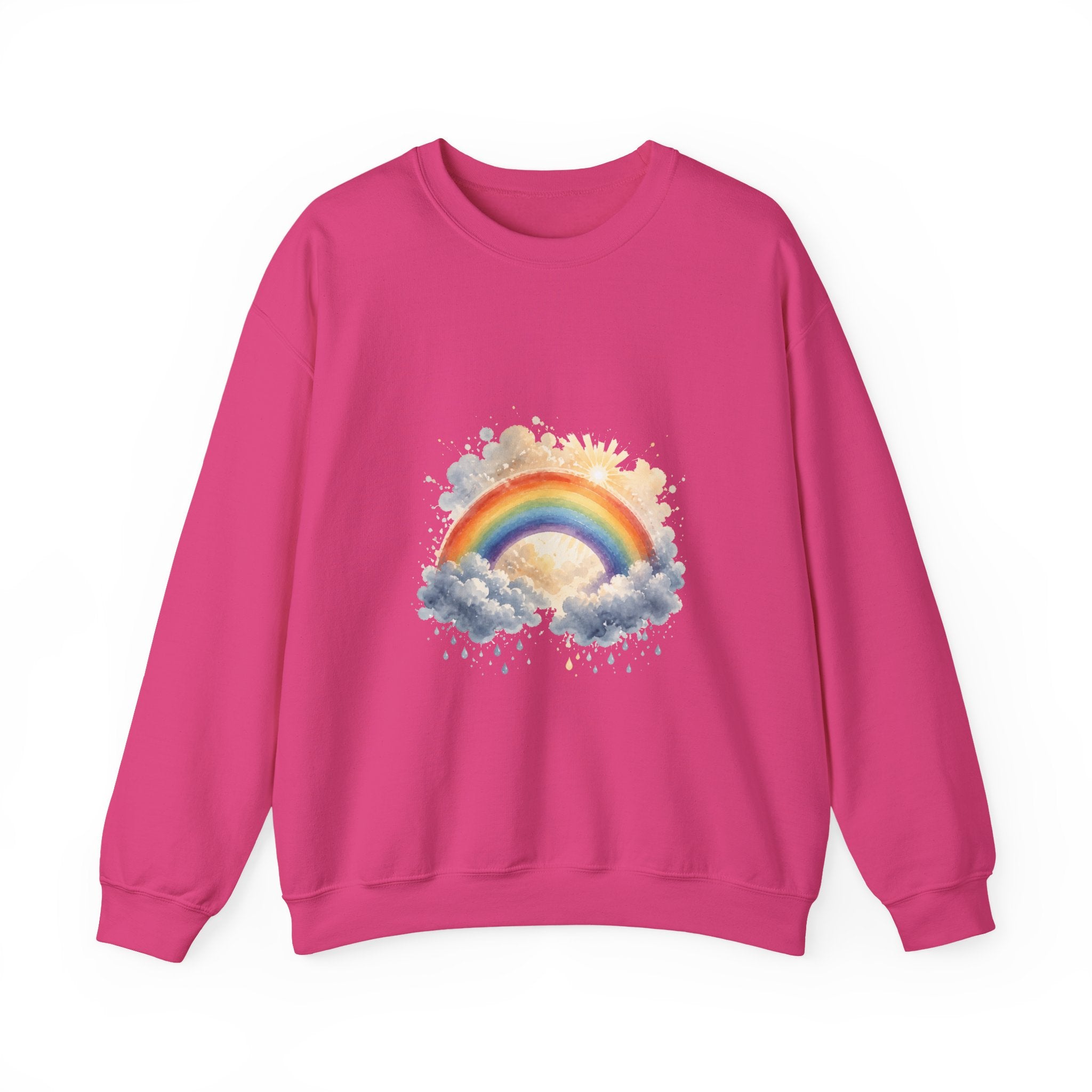 Matching Couple Sweatshirt - Storm & Rainbow Matching Couple Crewneck Sweatshirt Watercolor Art His Hers Engagement Gift - Design B