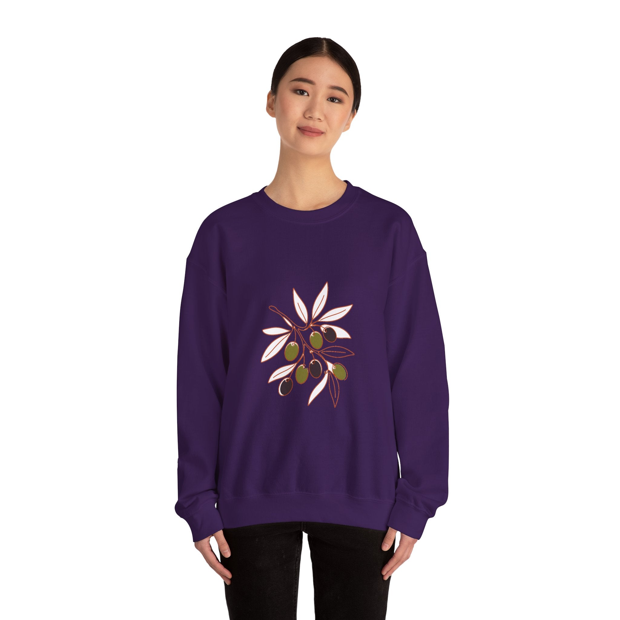 Matching Couple Sweatshirt - Olive Branch & Fig Matching Couple Premium Fleece Sweatshirt Minimalist Art His Hers Christmas Gift - Design A