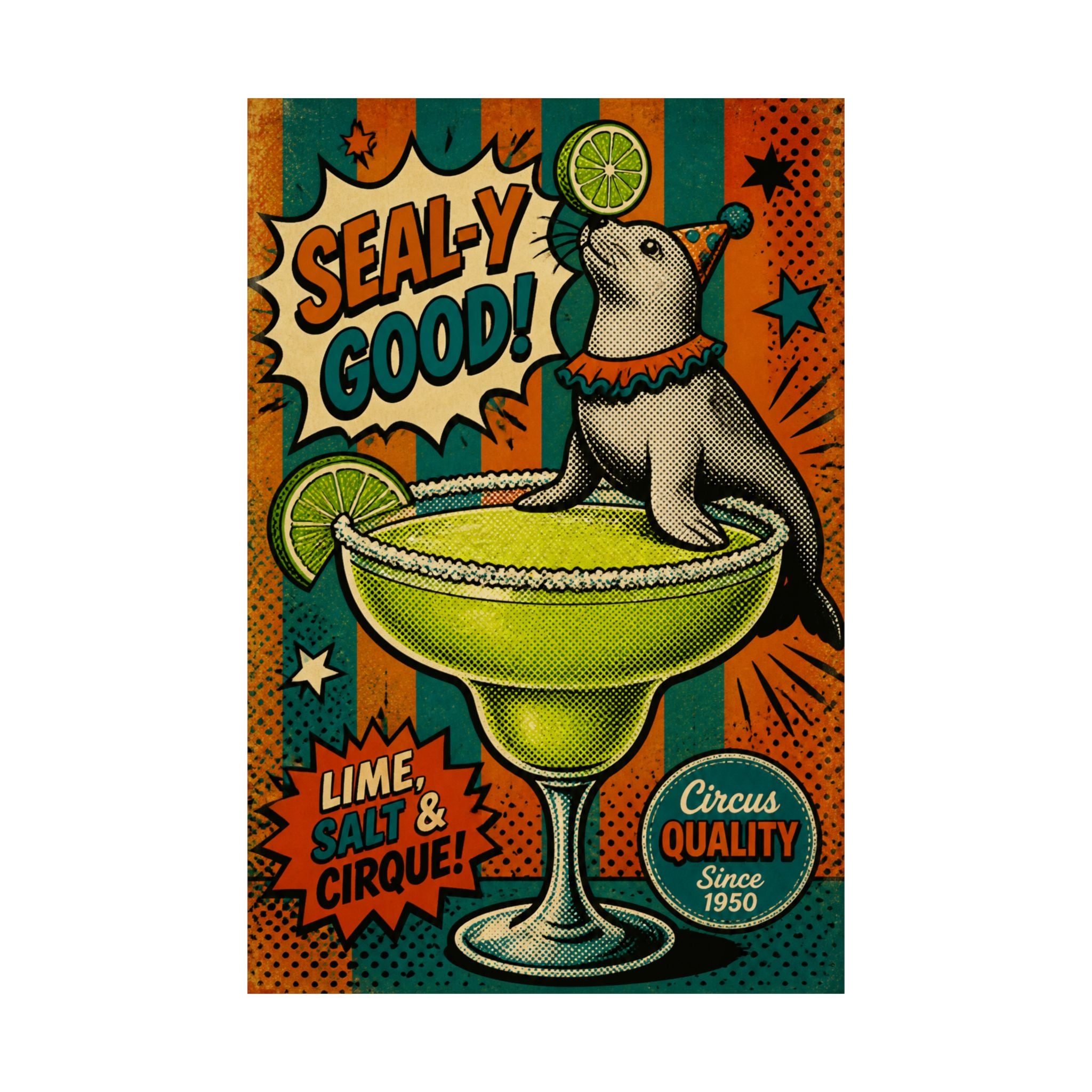 Margarita Balancing Seal Wall Art Poster 18×24 Pop Art Living Room Decor Maximalist Print