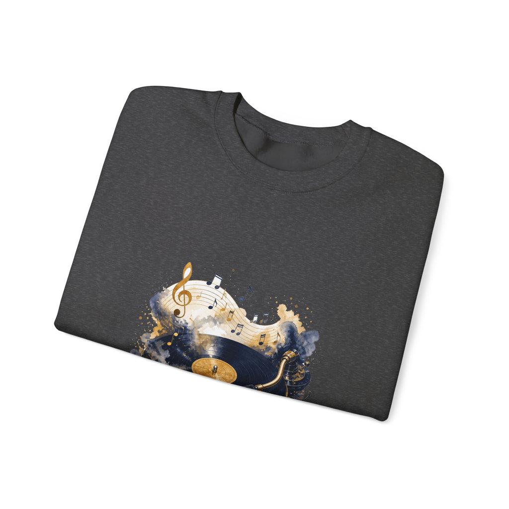 Matching Couple Sweatshirt - Vinyl & Cassette Matching Couple Crewneck Sweatshirt Watercolor Art His Hers Engagement Gift - Design A