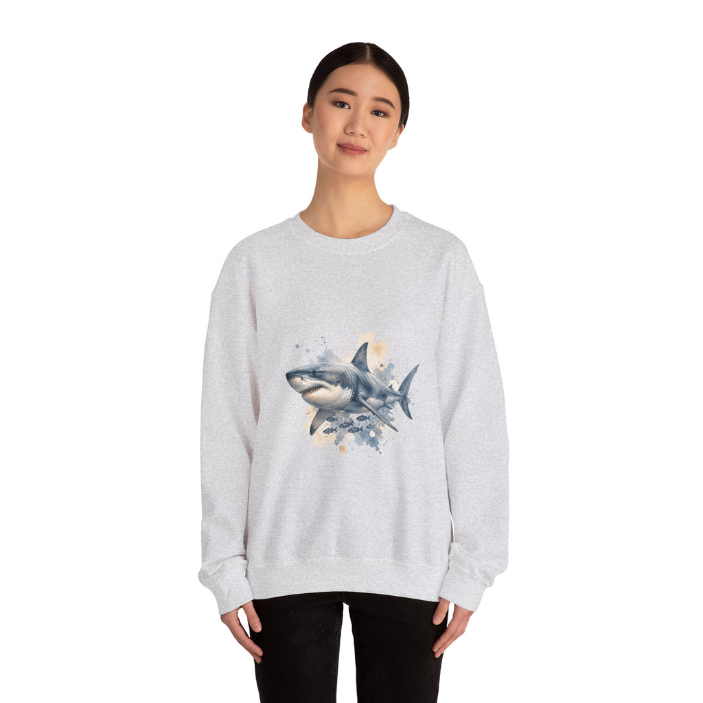 Matching Couple Sweatshirt - Shark & Dolphin Matching Couple Comfort Colors Crew Watercolor Art His Hers Birthday Gift - Design A
