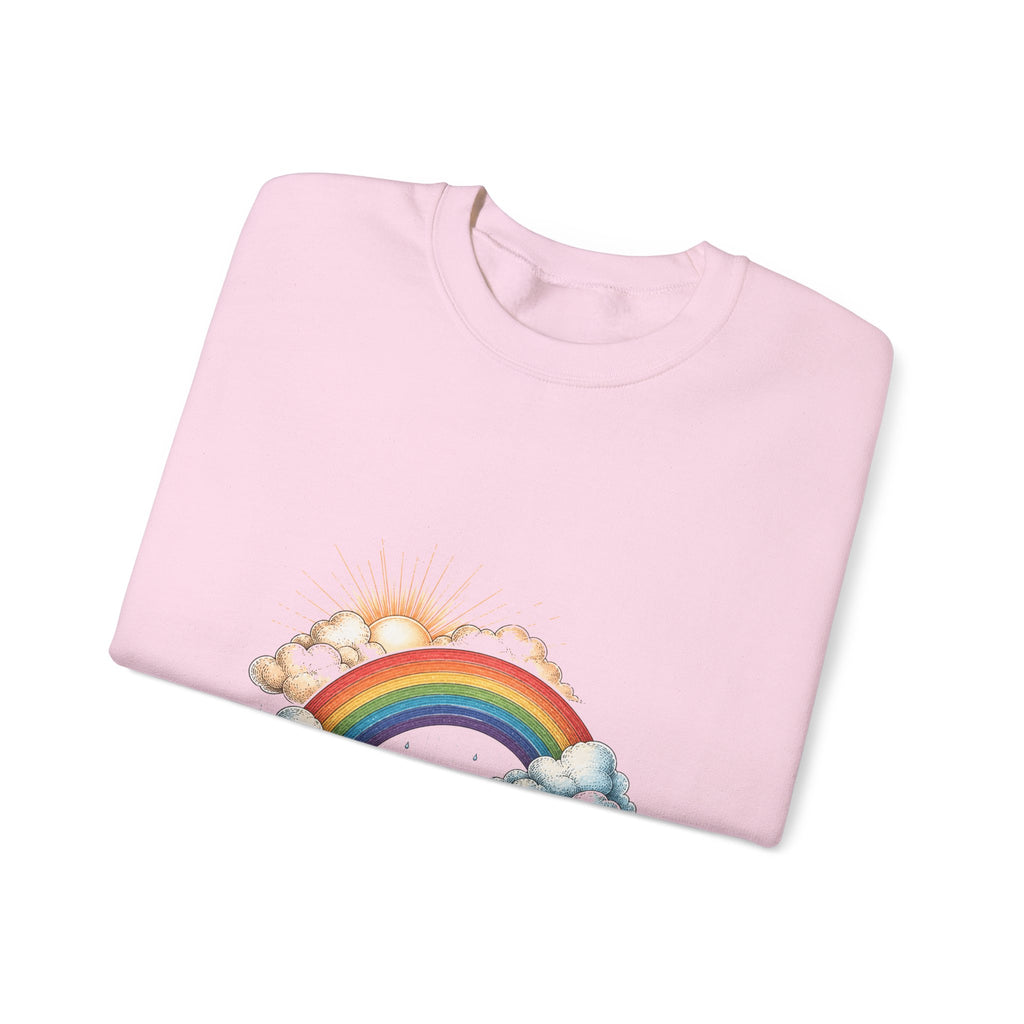Matching Couple Sweatshirt - Storm & Rainbow Matching Couple Comfort Colors Crew Hand-Drawn Art His Hers Anniversary Gift - Design B