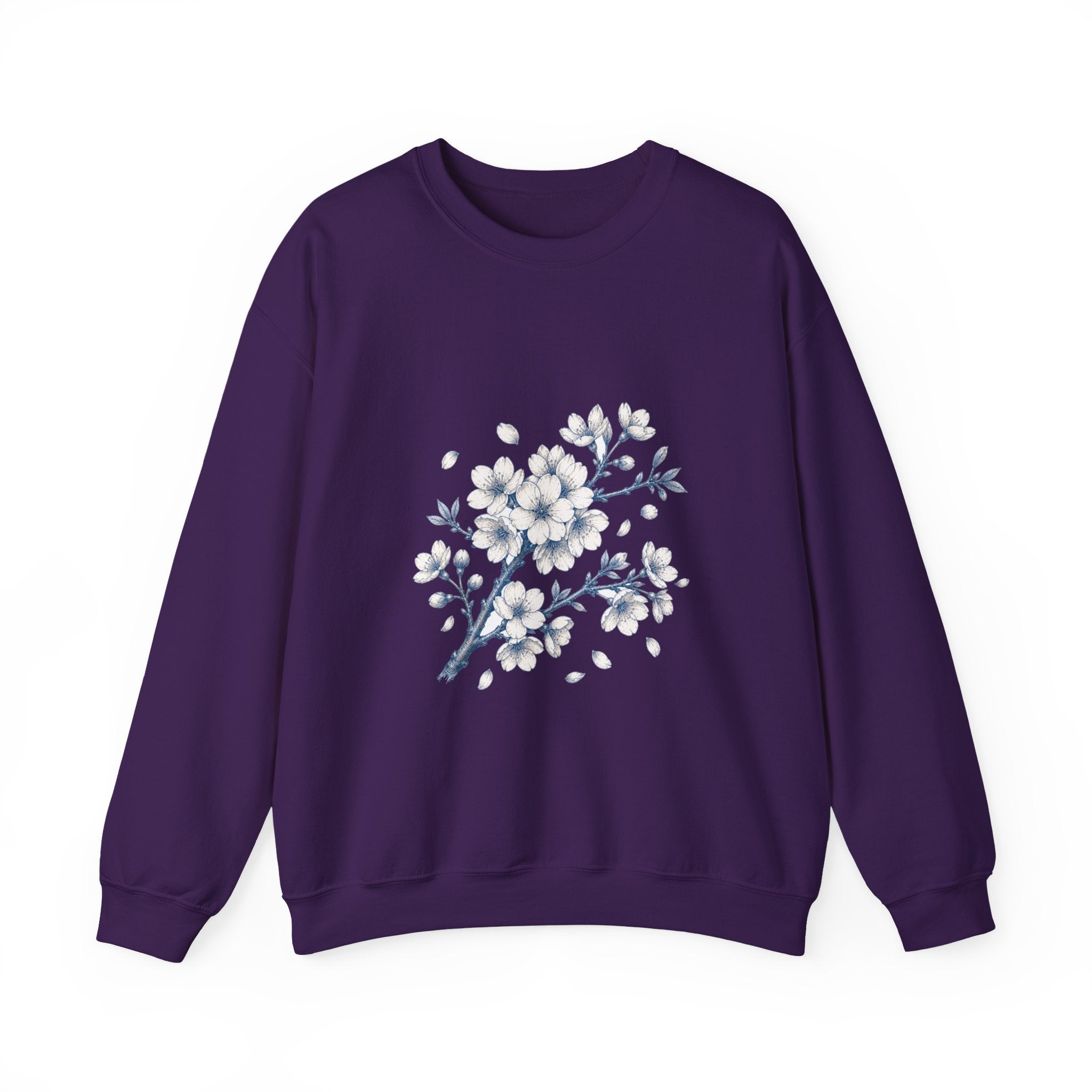 Matching Couple Sweatshirt - Cherry Blossom & Maple Leaf Matching Couple Crewneck Sweatshirt Hand-Drawn Art His Hers Best Friend Gift - Design A