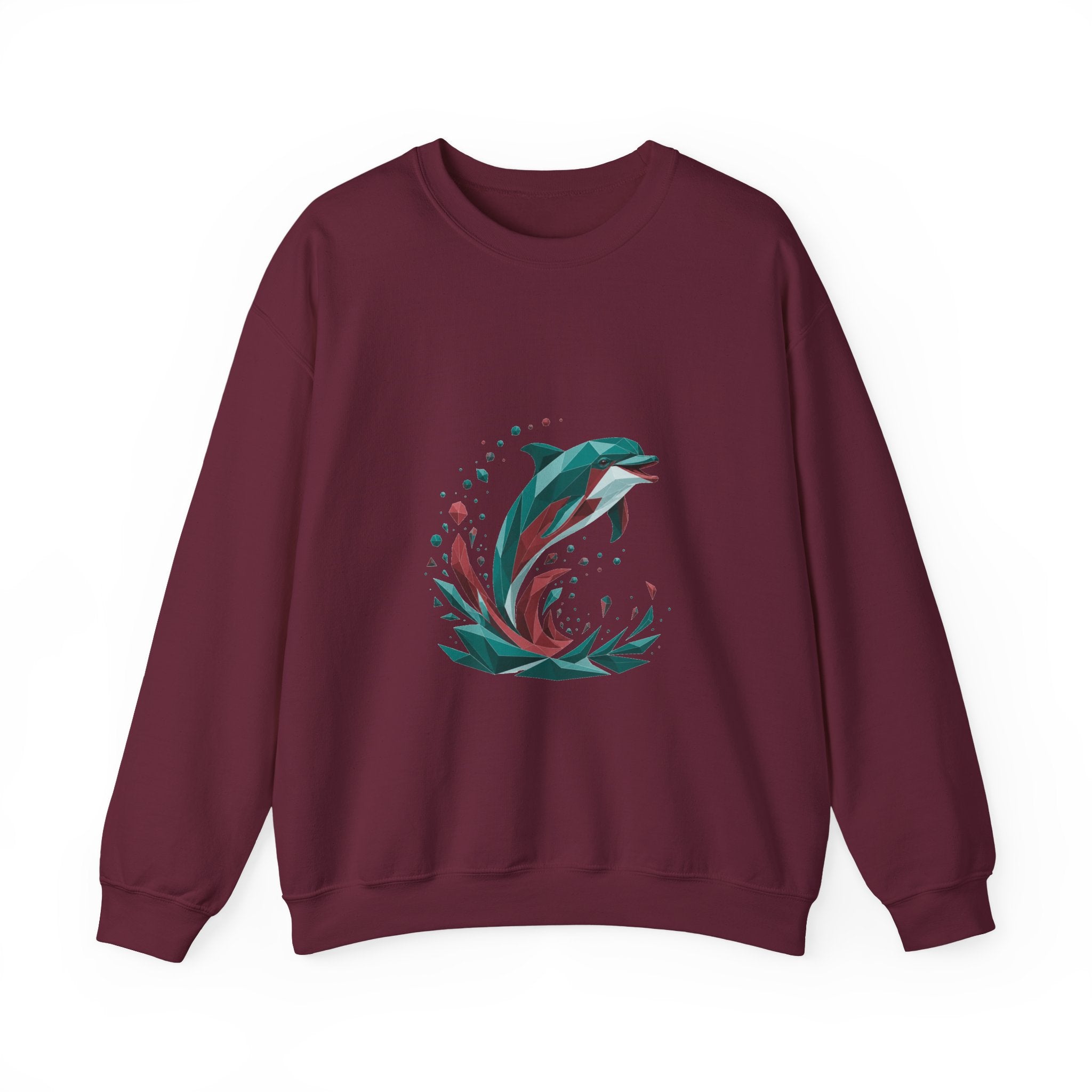 Matching Couple Sweatshirt - Shark & Dolphin Matching Couple Comfort Colors Crew Geometric Art His Hers Love Gift - Design B