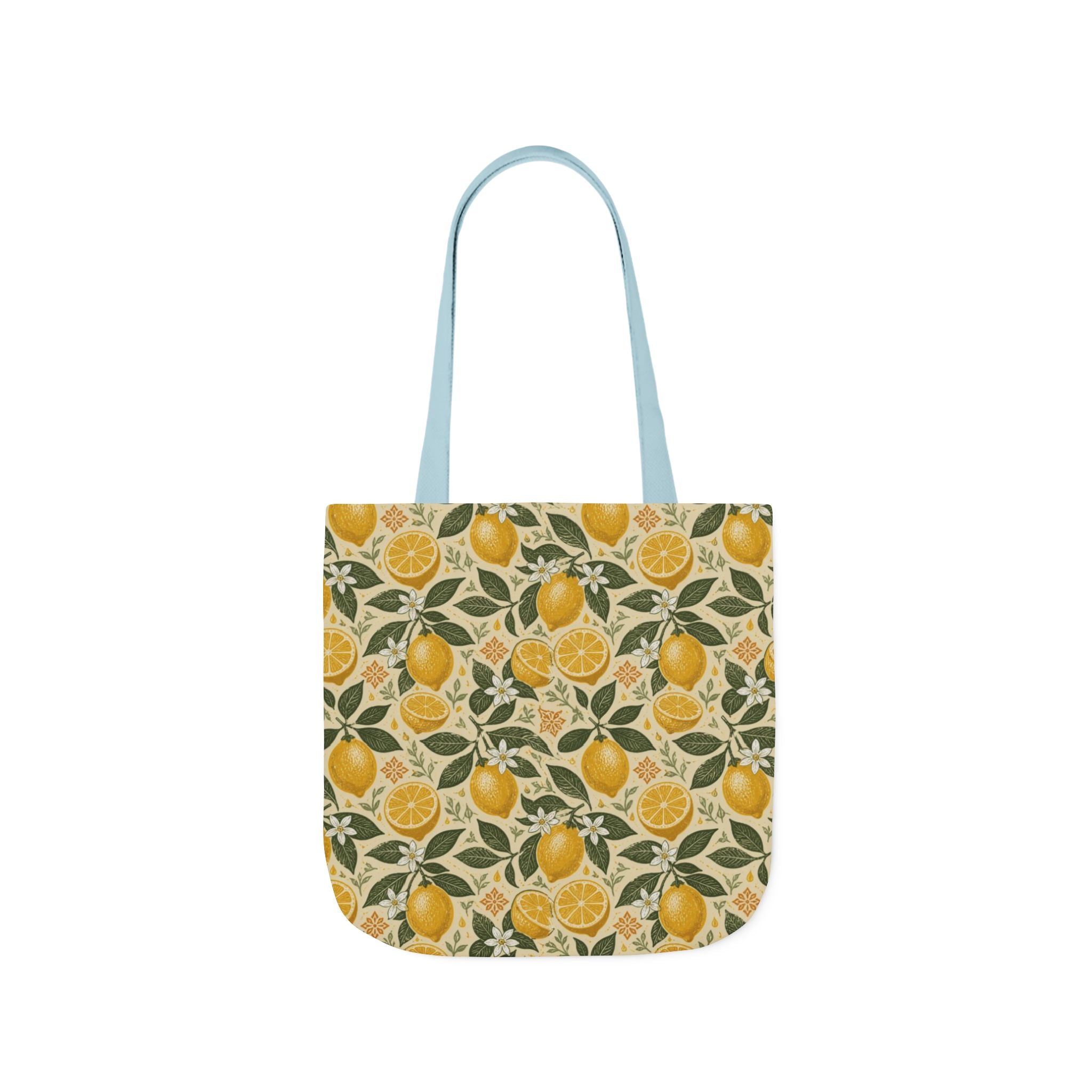 Meyer Lemons Canvas Tote Bag Mediterranean Kitchen Linocut Design Italian Cottagecore Gift
