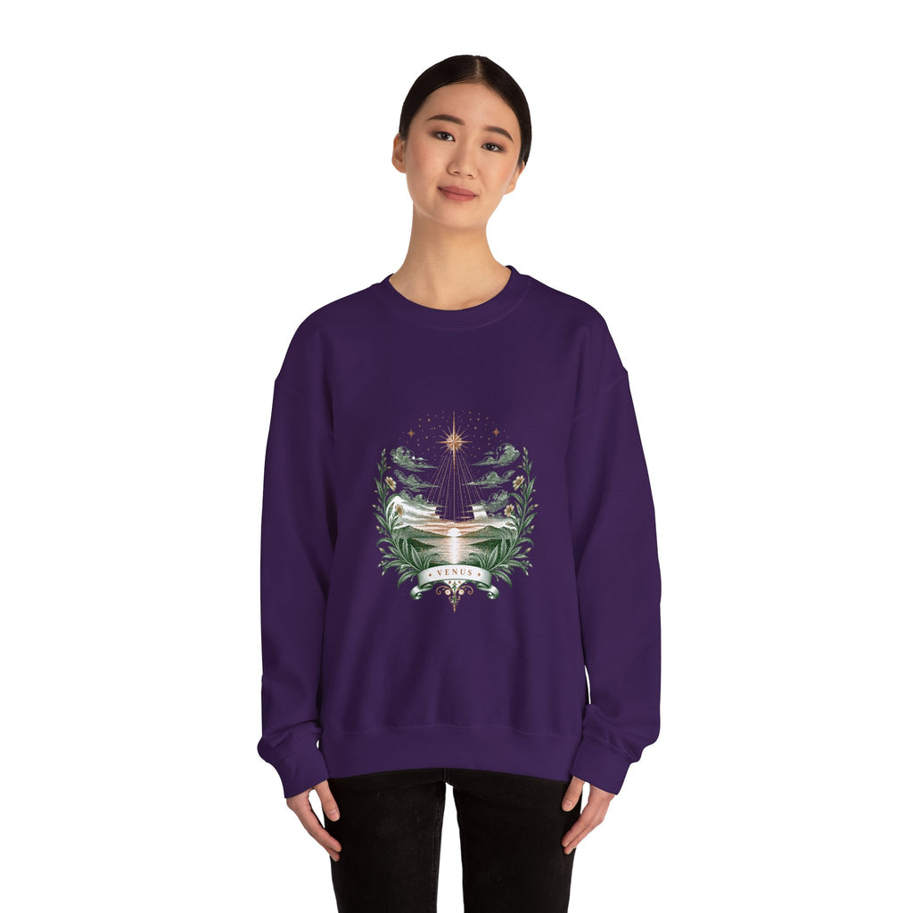 Matching Couple Sweatshirt - Evening & Morning Star Matching Couple Premium Fleece Sweatshirt Vintage Art His Hers Honeymoon Gift - Design A