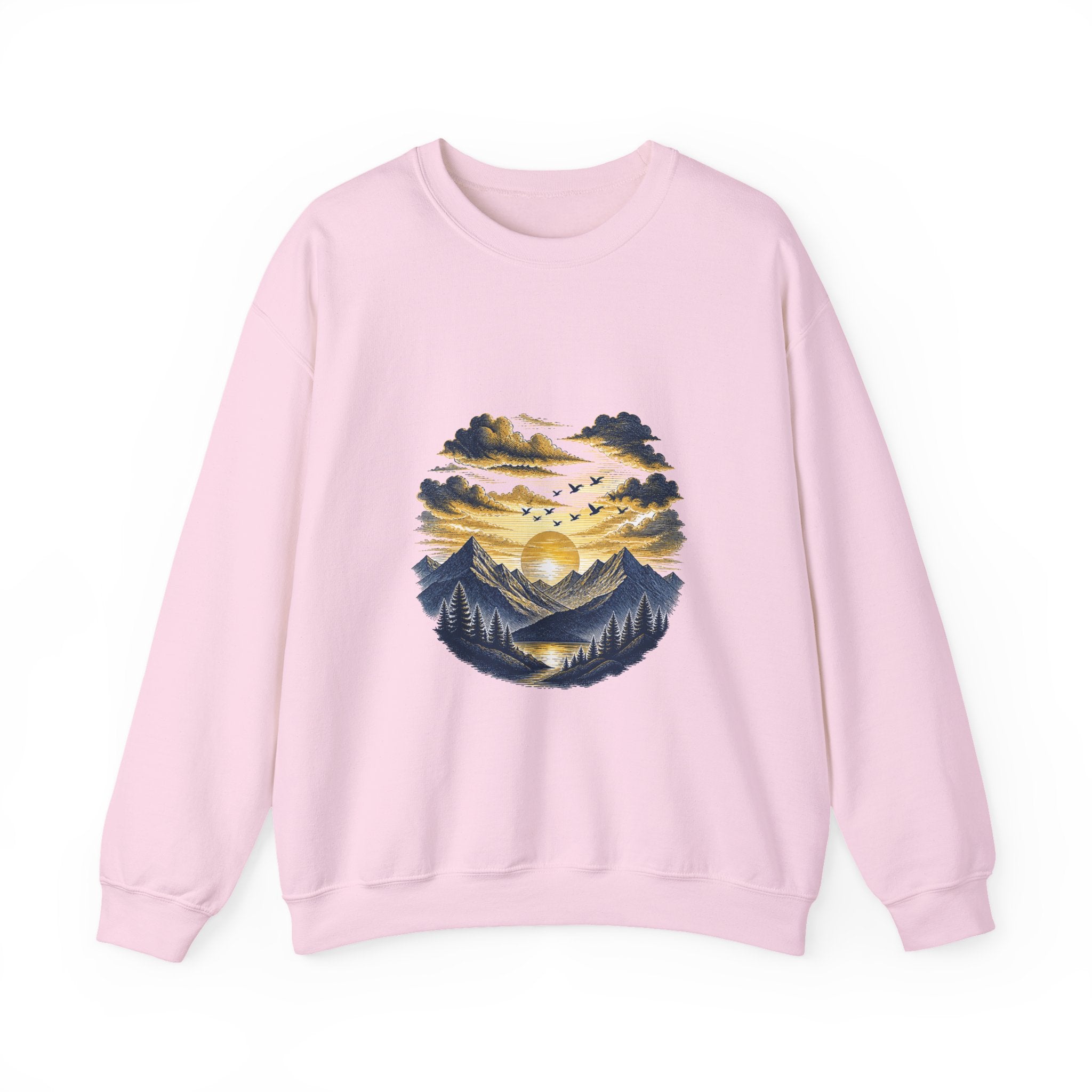 Matching Couple Sweatshirt - Sunrise & Sunset Matching Couple Premium Fleece Sweatshirt Hand-Drawn Art His Hers Anniversary Gift - Design B