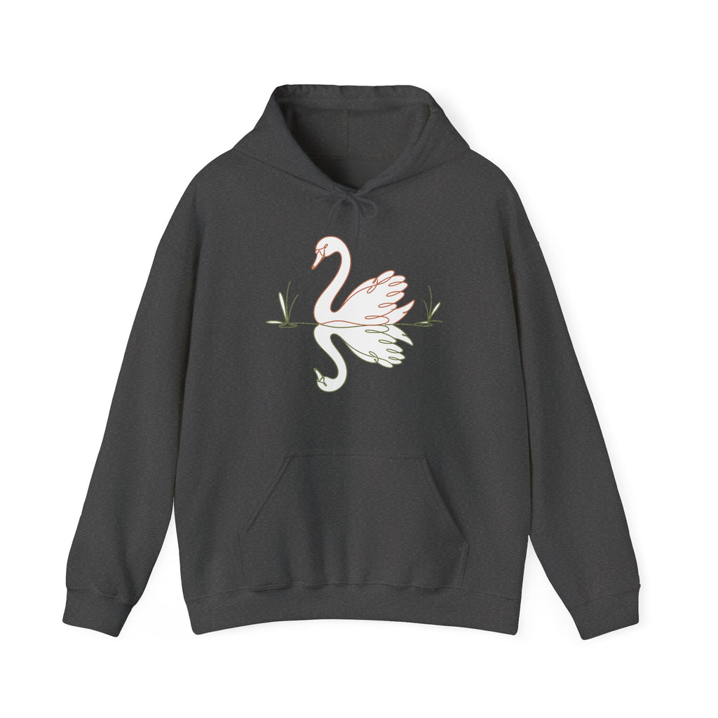 Matching Couple Sweatshirt - Raven & Swan Matching Couple Hooded Sweatshirt Minimalist Art His Hers Valentine Gift - Design B