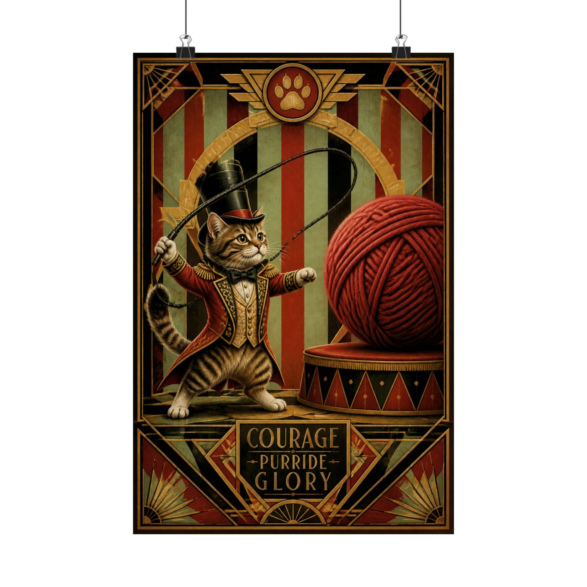 Cat Lion Tamer Wall Art Poster 18×24 Art Deco Entryway Decor Maximalist Print