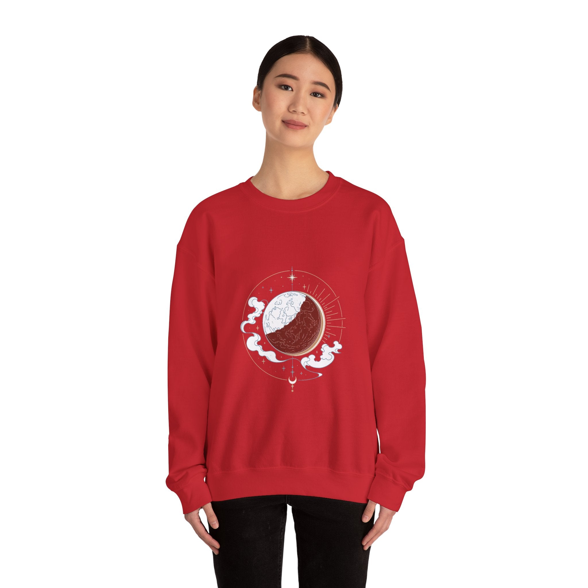 Matching Couple Sweatshirt - Solar & Lunar Eclipse Matching Couple Comfort Colors Crew Minimalist Art His Hers Christmas Gift - Design B