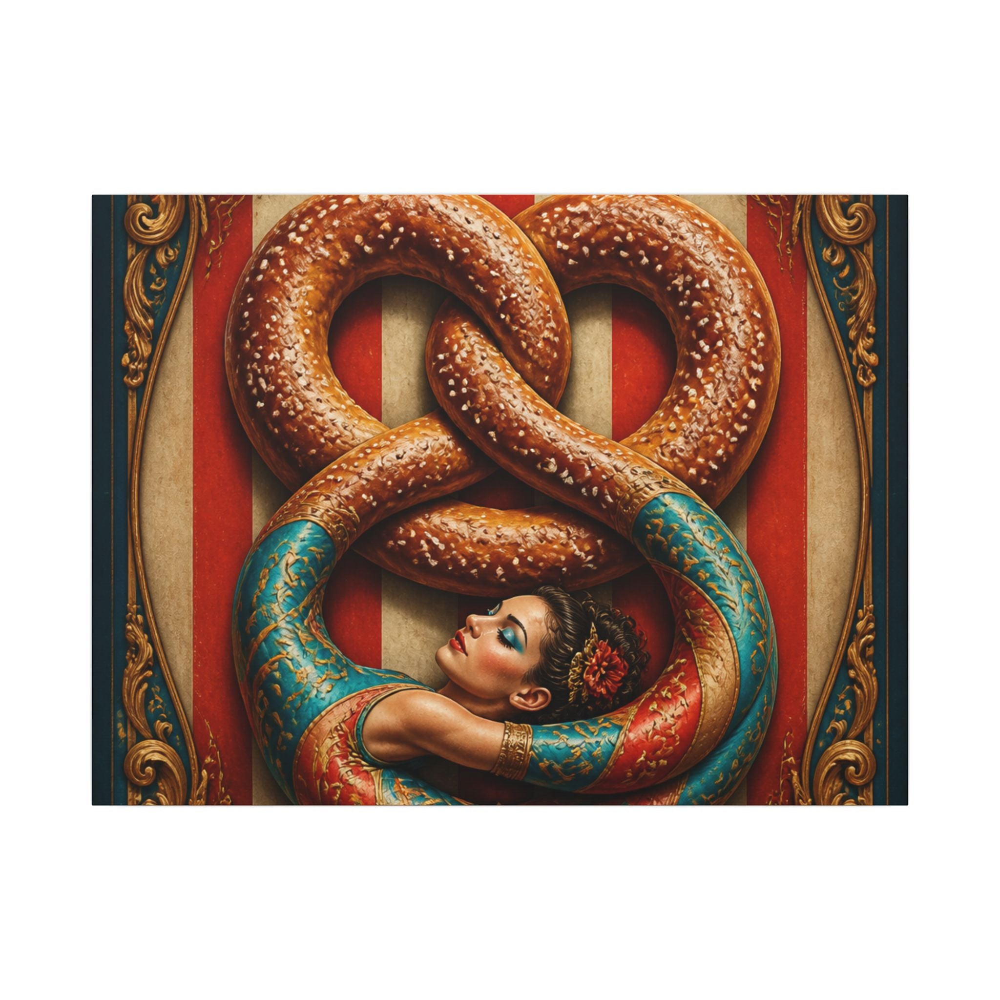 Pretzel Contortionist Wall Art Canvas 16×20 Baroque Home Office Decor Maximalist Print