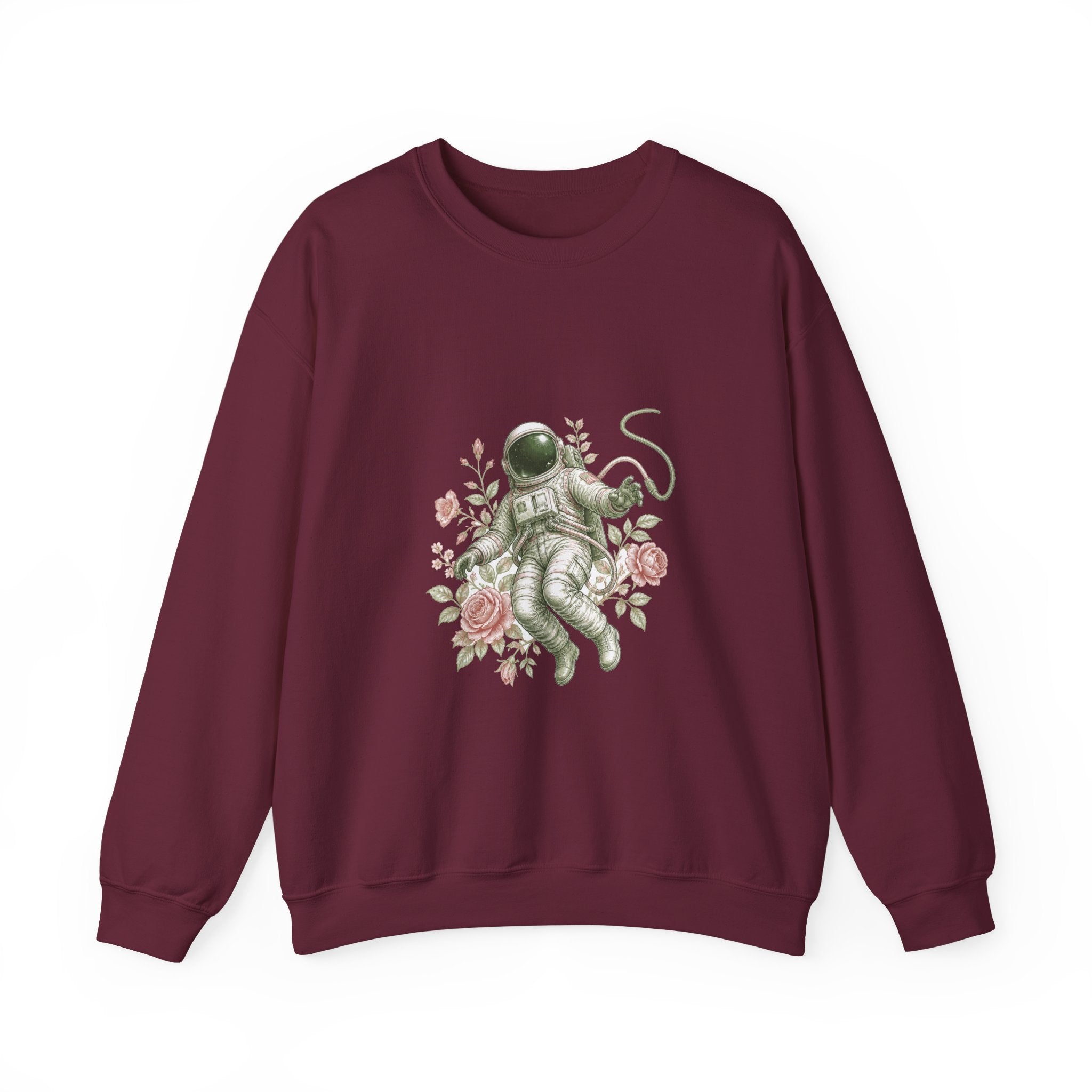 Matching Couple Sweatshirt - Astronaut & Planet Matching Couple Premium Fleece Sweatshirt Vintage Art His Hers Honeymoon Gift - Design A
