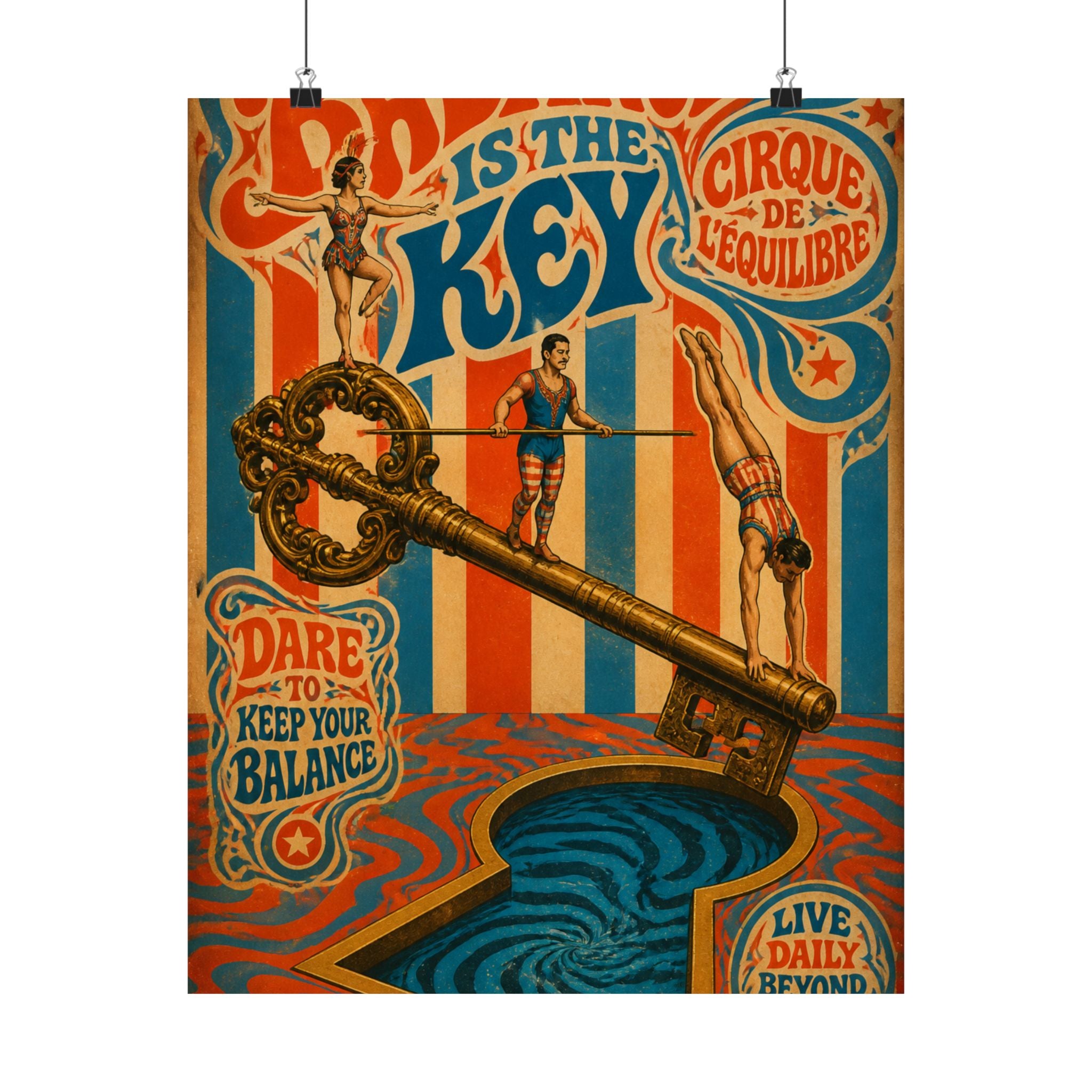 Giant Key Performance Wall Art Poster 24×36 Psychedelic Dining Room Decor Maximalist Print