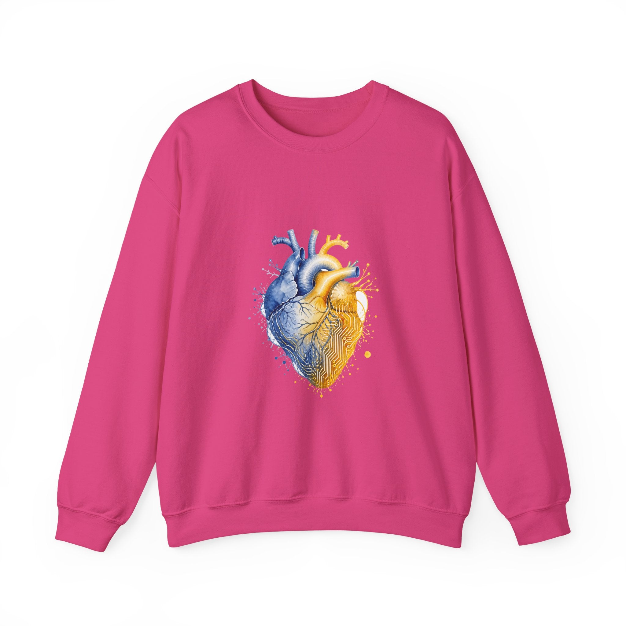 Matching Couple Sweatshirt - Robot & Heart Matching Couple Crewneck Sweatshirt Watercolor Art His Hers Engagement Gift - Design B