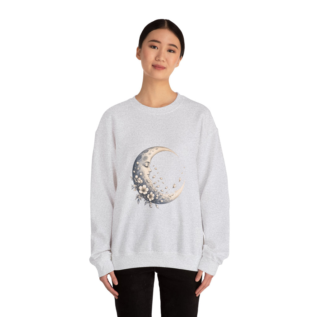 Matching Couple Sweatshirt - Waxing & Waning Moon Matching Couple Premium Fleece Sweatshirt Hand-Drawn Art His Hers Anniversary Gift - Design B