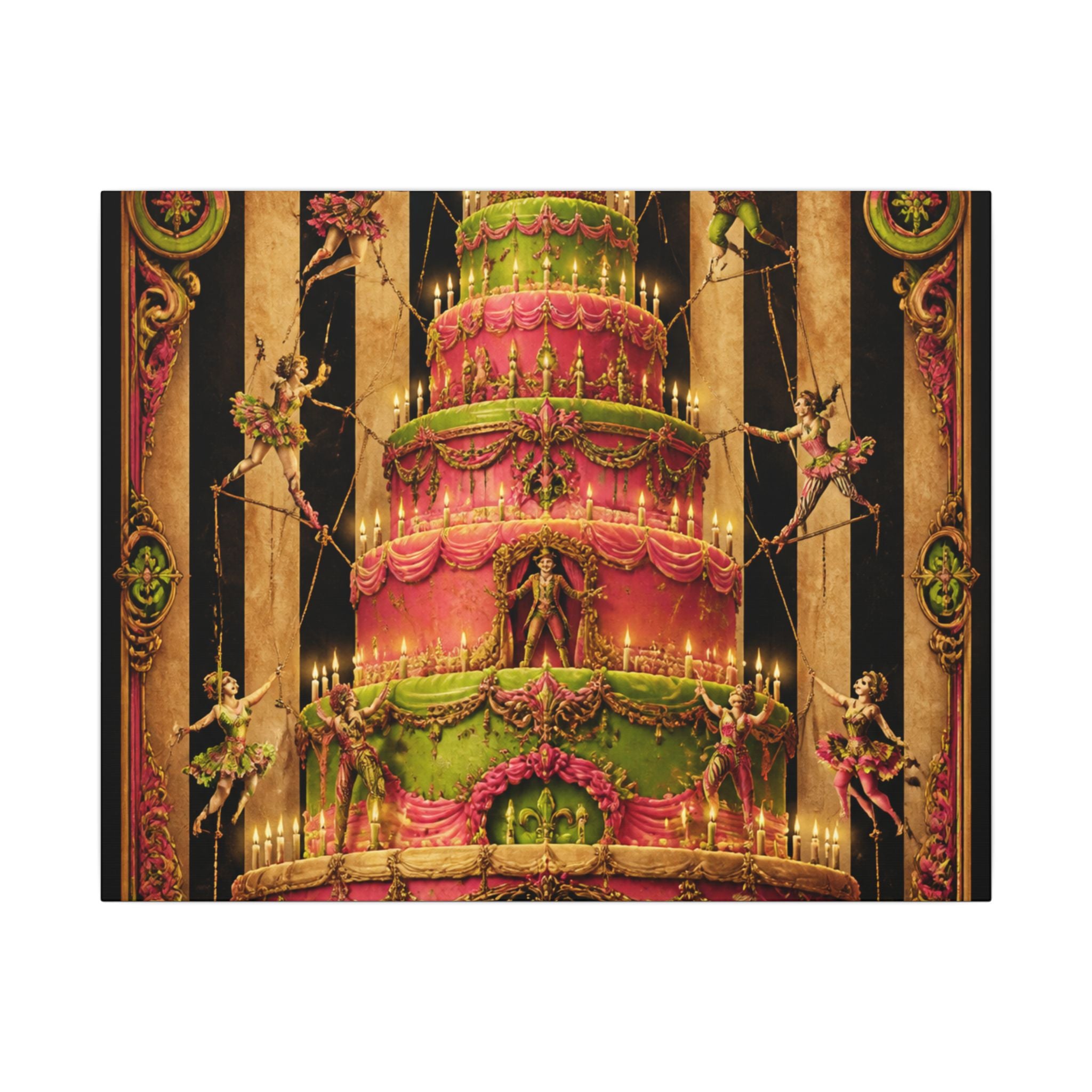 Birthday Cake Trapeze Wall Art Canvas 24×36 Baroque Studio Decor Maximalist Print
