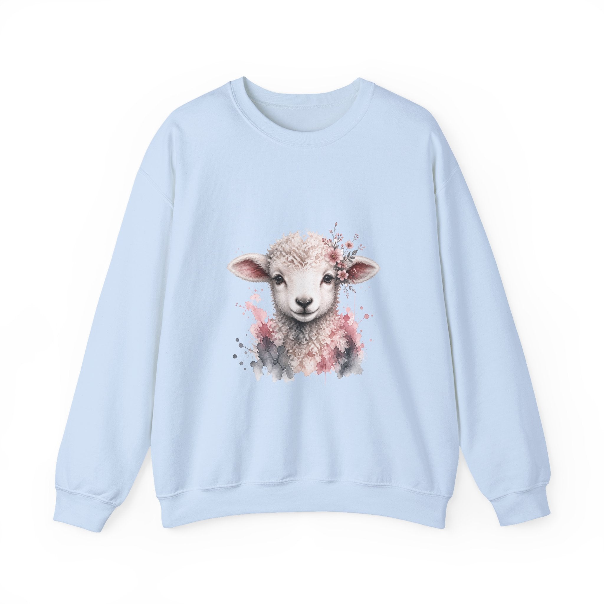 Matching Couple Sweatshirt - Lion & Lamb Matching Couple Crewneck Sweatshirt Watercolor Art His Hers Engagement Gift - Design B