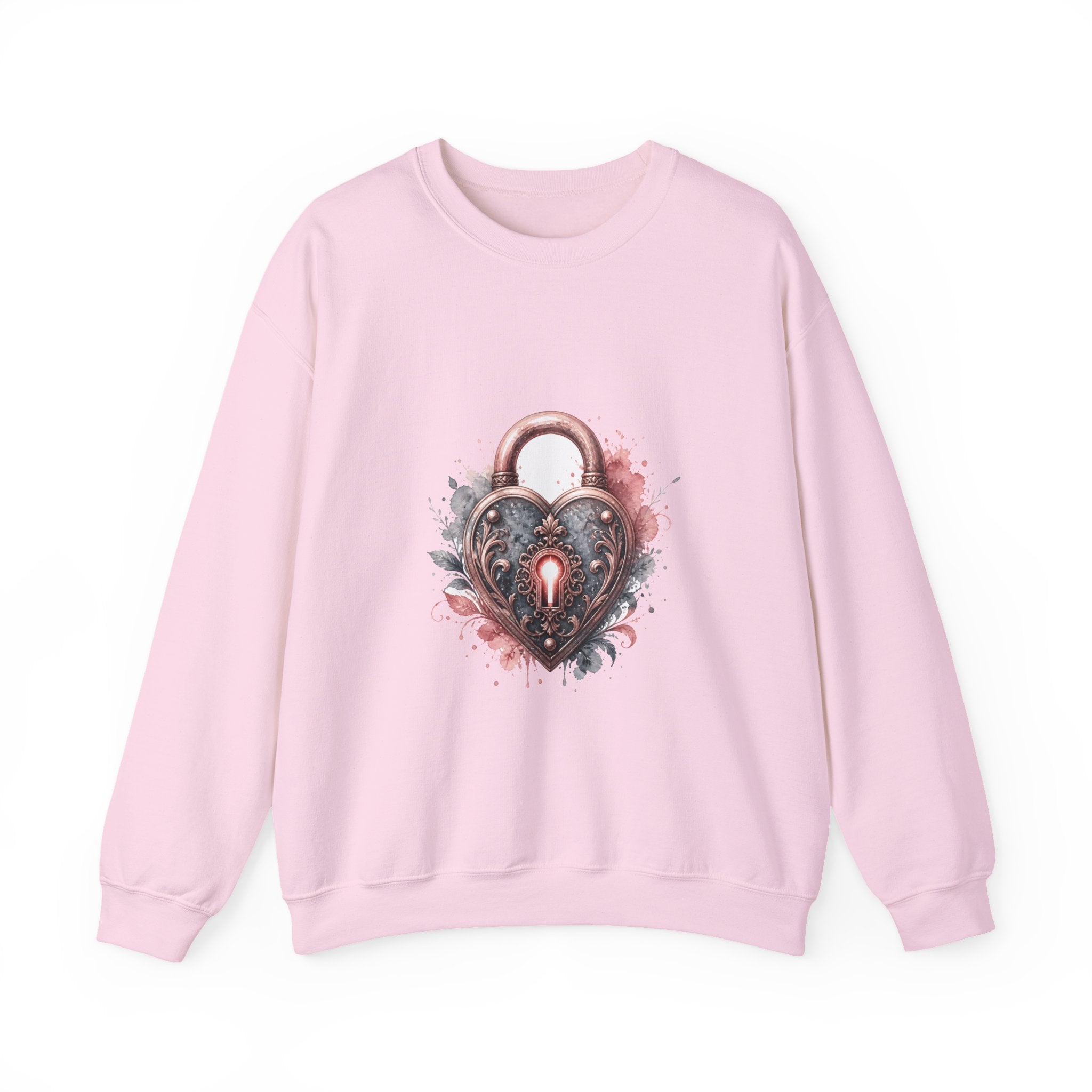 Matching Couple Sweatshirt - Key & Lock Matching Couple Comfort Colors Crew Watercolor Art His Hers Birthday Gift - Design B