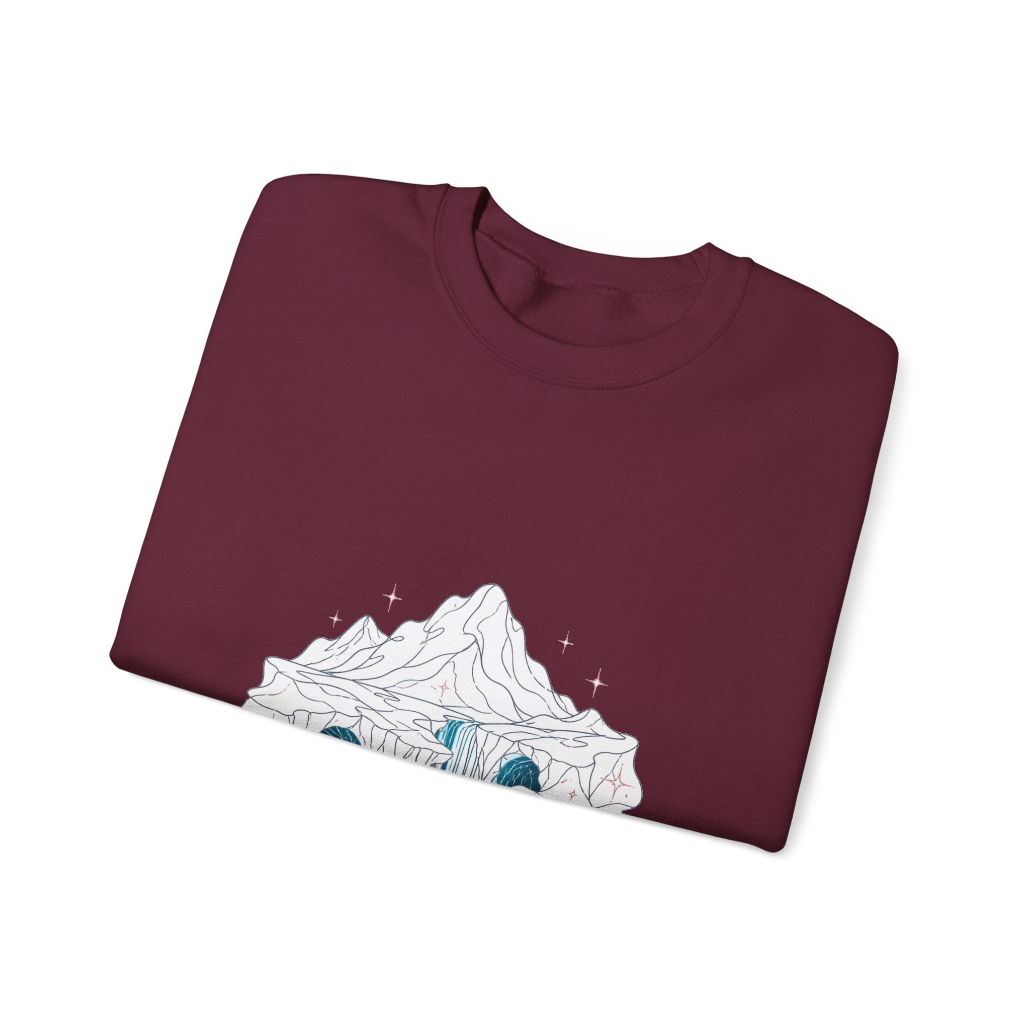 Matching Couple Sweatshirt - Volcano & Glacier Matching Couple Premium Fleece Sweatshirt Minimalist Art His Hers Christmas Gift - Design B