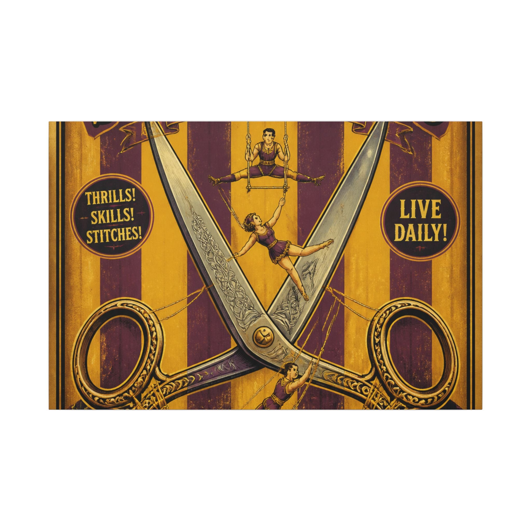 Giant Scissors Trapeze Wall Art Canvas 16×20 Vintage Circus Kitchen Decor Maximalist Print