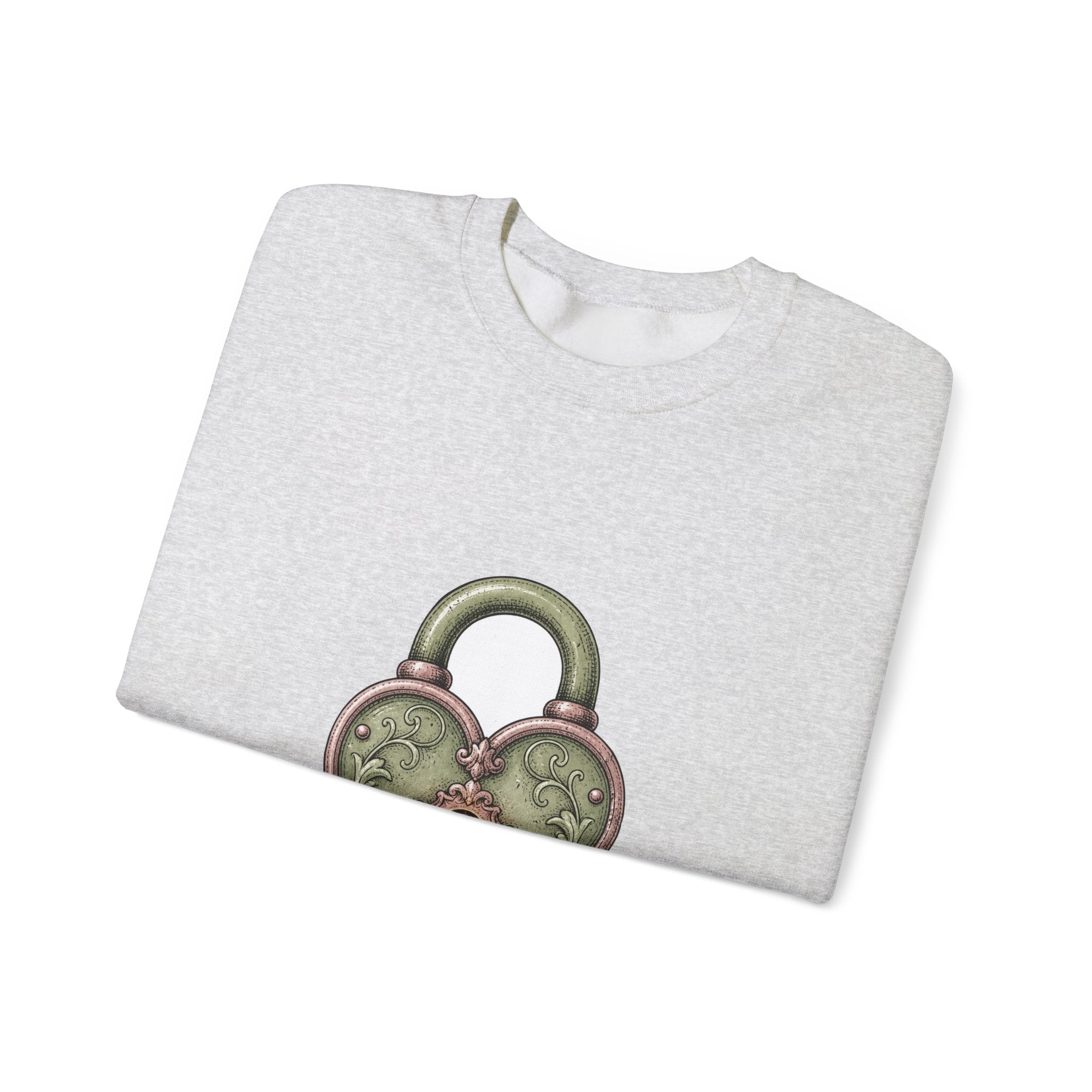 Matching Couple Sweatshirt - Key & Lock Matching Couple Crewneck Sweatshirt Hand-Drawn Art His Hers Best Friend Gift - Design B