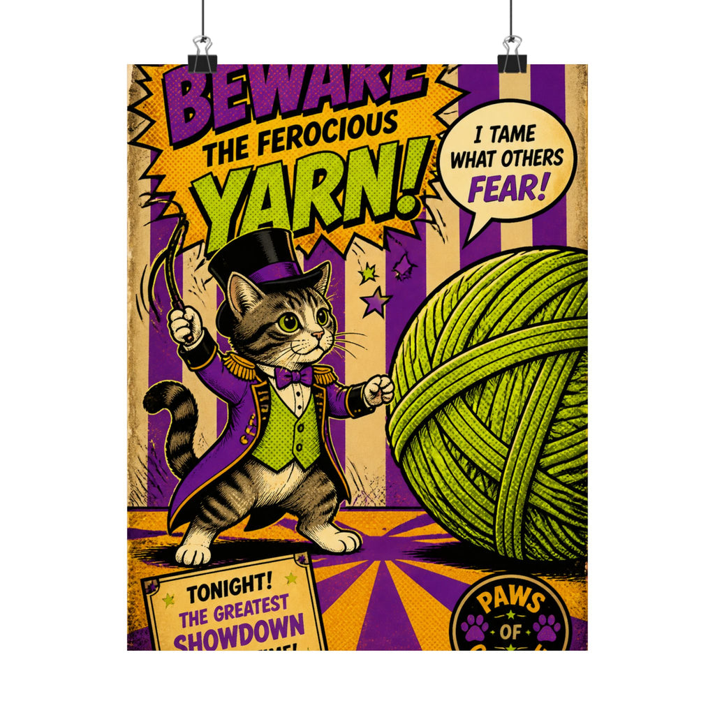 Cat Lion Tamer Wall Art Poster 18×24 Pop Art Living Room Decor Maximalist Print
