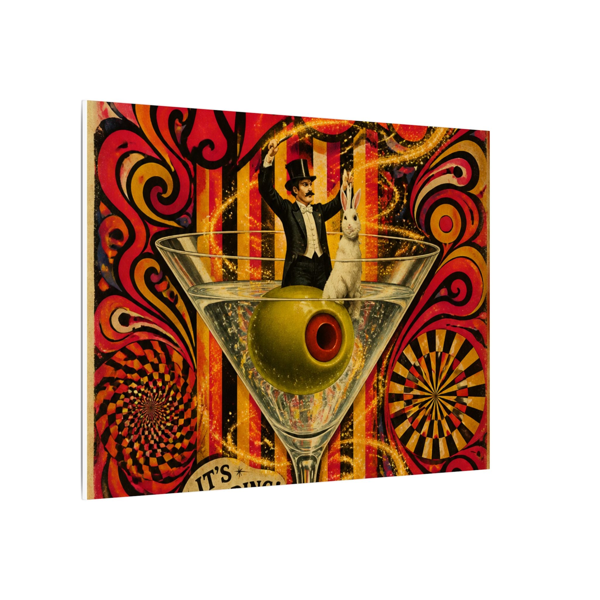Martini Magician Wall Art Canvas 16×20 Psychedelic Cafe Decor Maximalist Print
