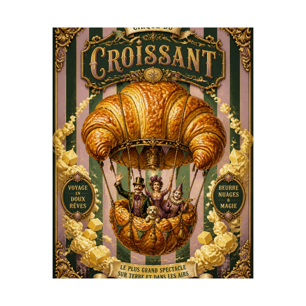 Croissant Hot Air Balloon Wall Art Poster 24×36 Baroque Studio Decor Maximalist Print