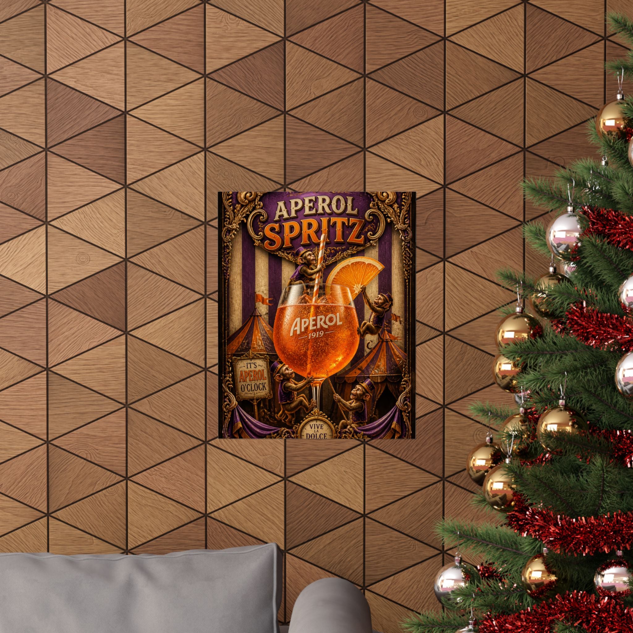 Aperol Spritz Monkeys Wall Art Poster 24×36 Baroque Studio Decor Maximalist Print
