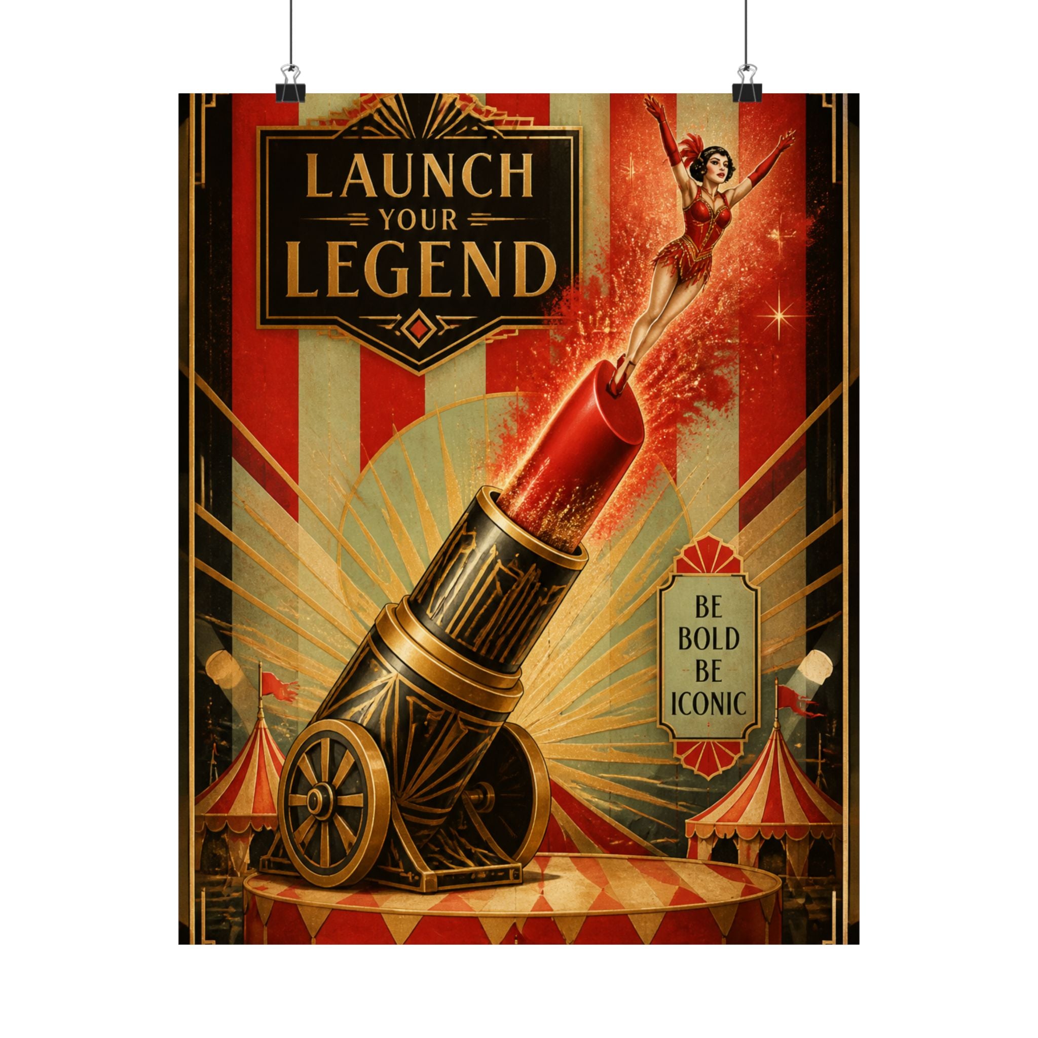 Lipstick Cannon Wall Art Poster 18×24 Art Deco Entryway Decor Maximalist Print