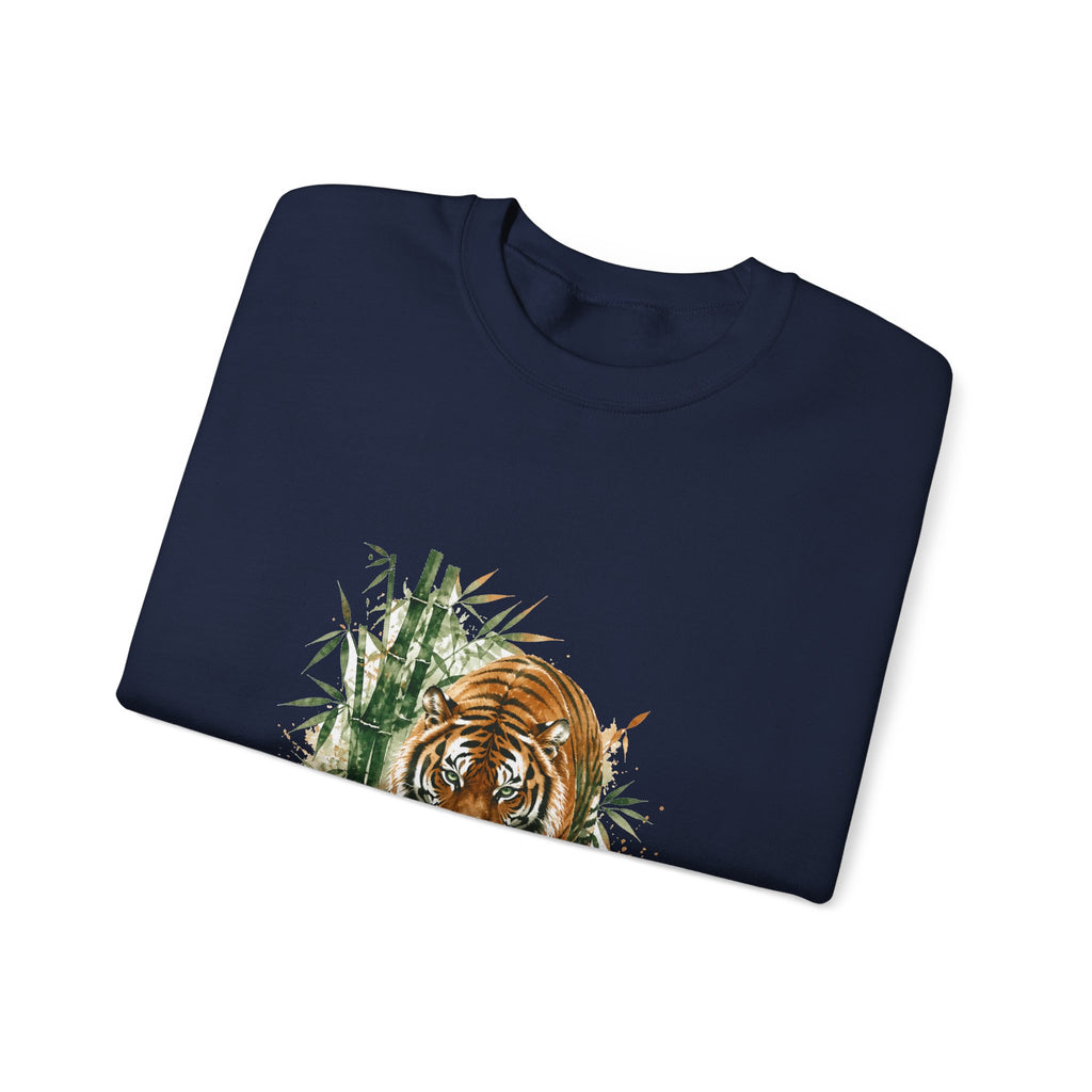 Matching Couple Sweatshirt - Tiger & Crane Matching Couple Premium Fleece Sweatshirt Watercolor Art His Hers Birthday Gift - Design A