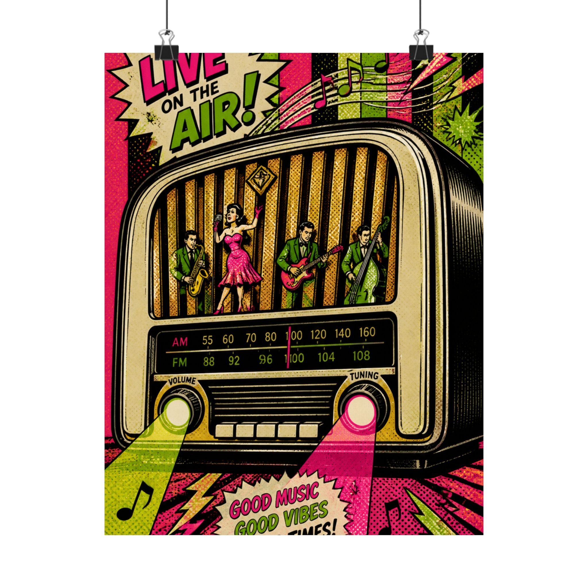 Vintage Radio Stage Wall Art Poster 24×36 Pop Art Restaurant Decor Maximalist Print