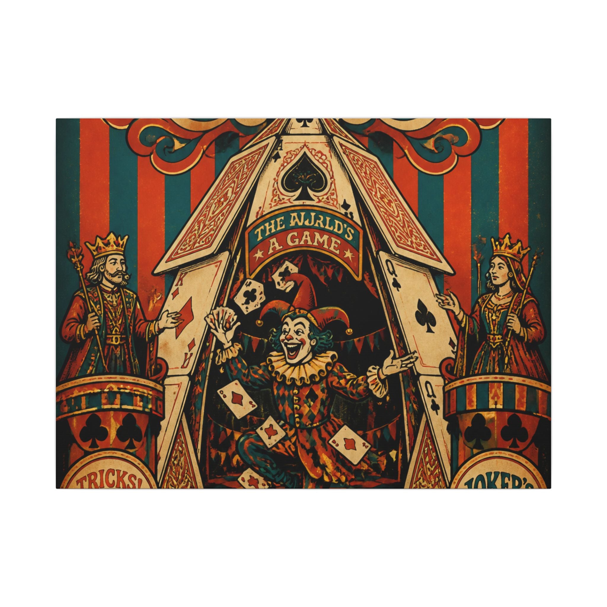 Playing Cards Tent Wall Art Canvas 24×36 Psychedelic Dining Room Decor Maximalist Print