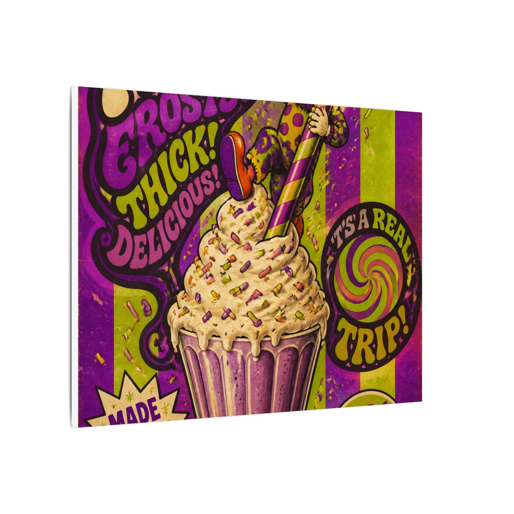Milkshake Slide Clown Wall Art Canvas 16×20 Psychedelic Cafe Decor Maximalist Print