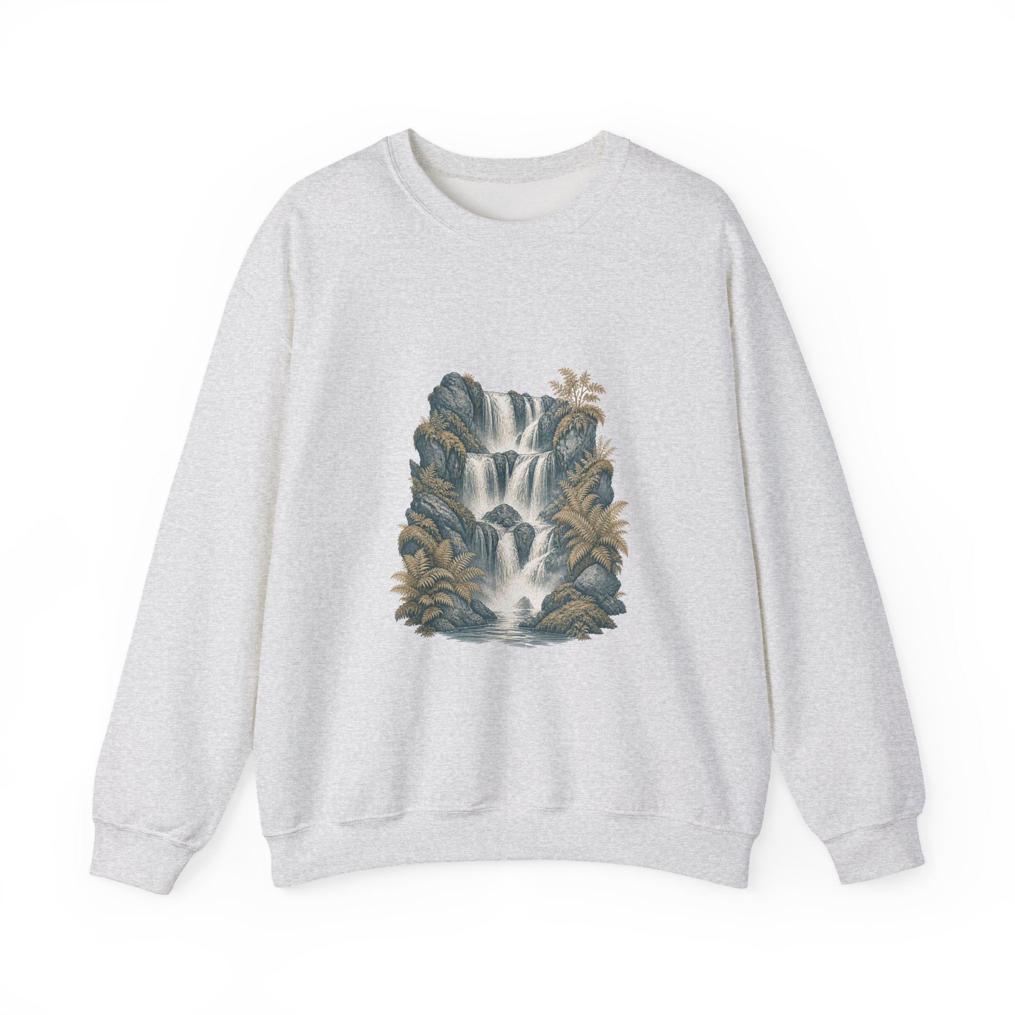 Matching Couple Sweatshirt - Wildfire & Waterfall Matching Couple Crewneck Sweatshirt Vintage Art His Hers Wedding Gift - Design B