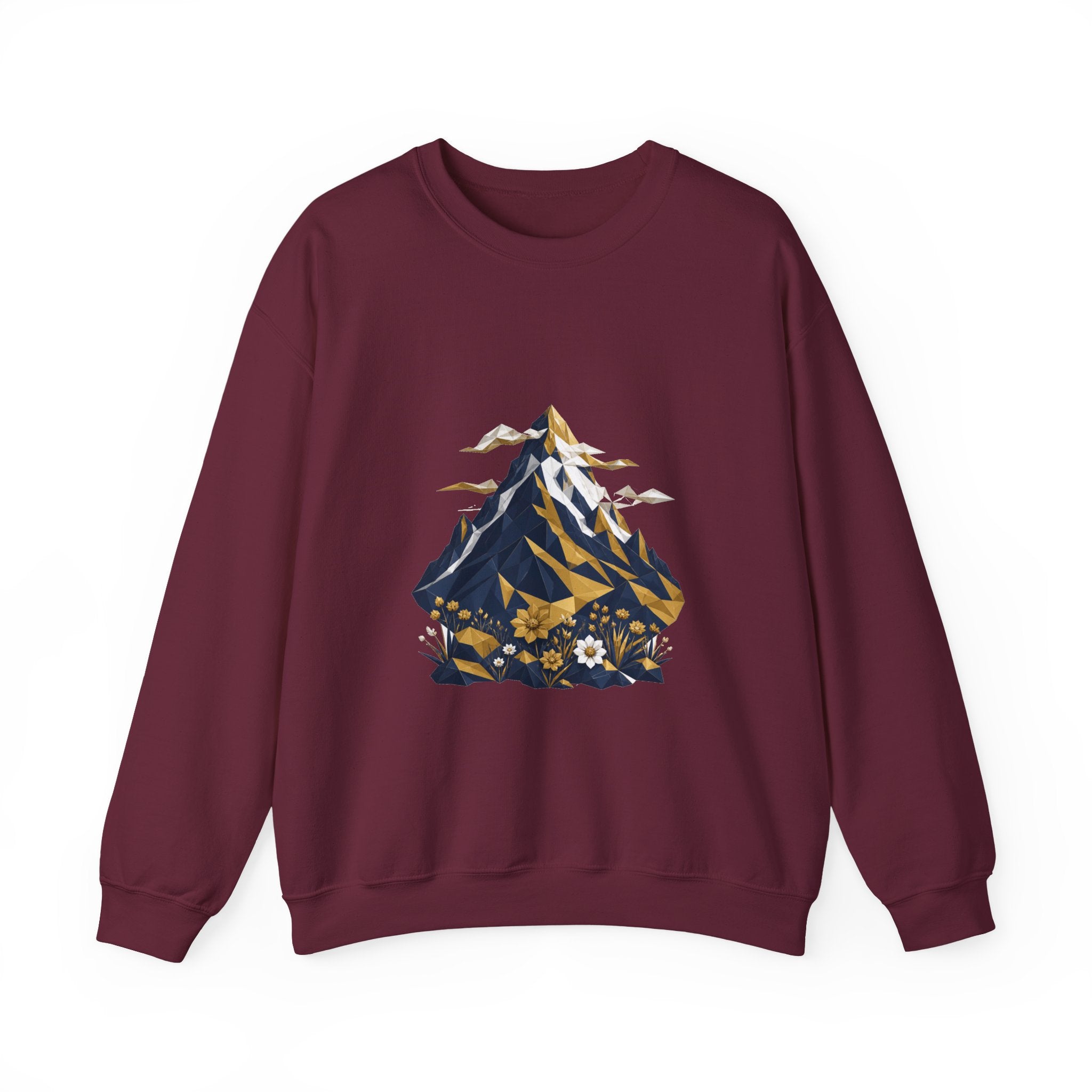 Matching Couple Sweatshirt - Mountain & Ocean Matching Couple Crewneck Sweatshirt Geometric Art His Hers Couple Gift - Design A