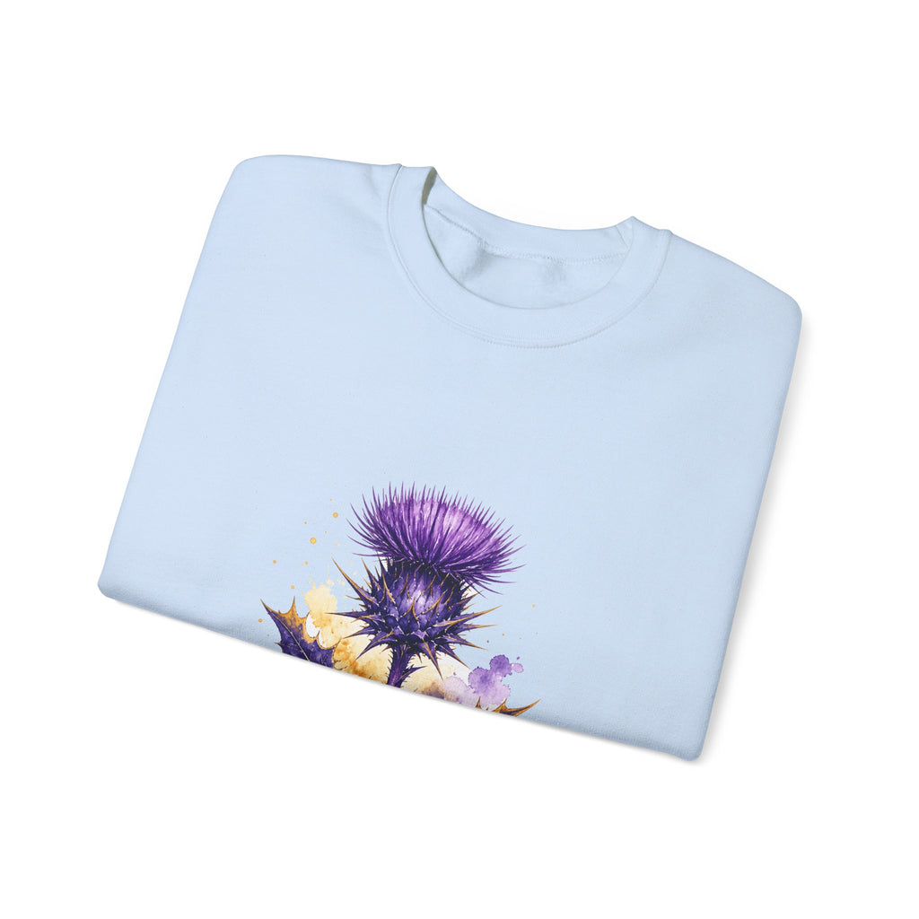 Matching Couple Sweatshirt - Lavender & Thistle Matching Couple Crewneck Sweatshirt Watercolor Art His Hers Engagement Gift - Design B